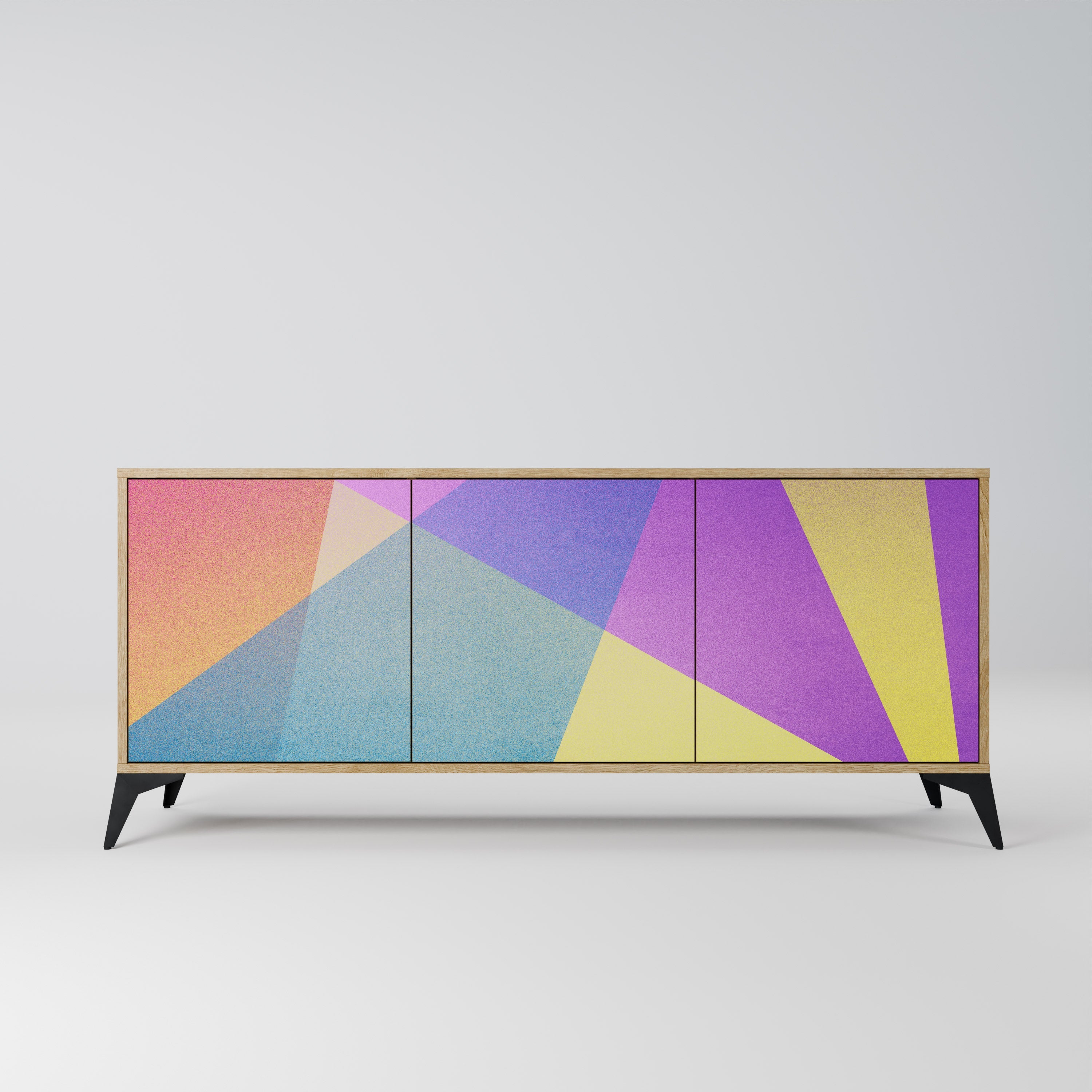 BRIGHT GEOMETRY Aparador de 3 Portas em Efeito Carvalho