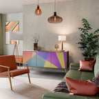 BRIGHT GEOMETRY Aparador de 3 Portas em Efeito Carvalho