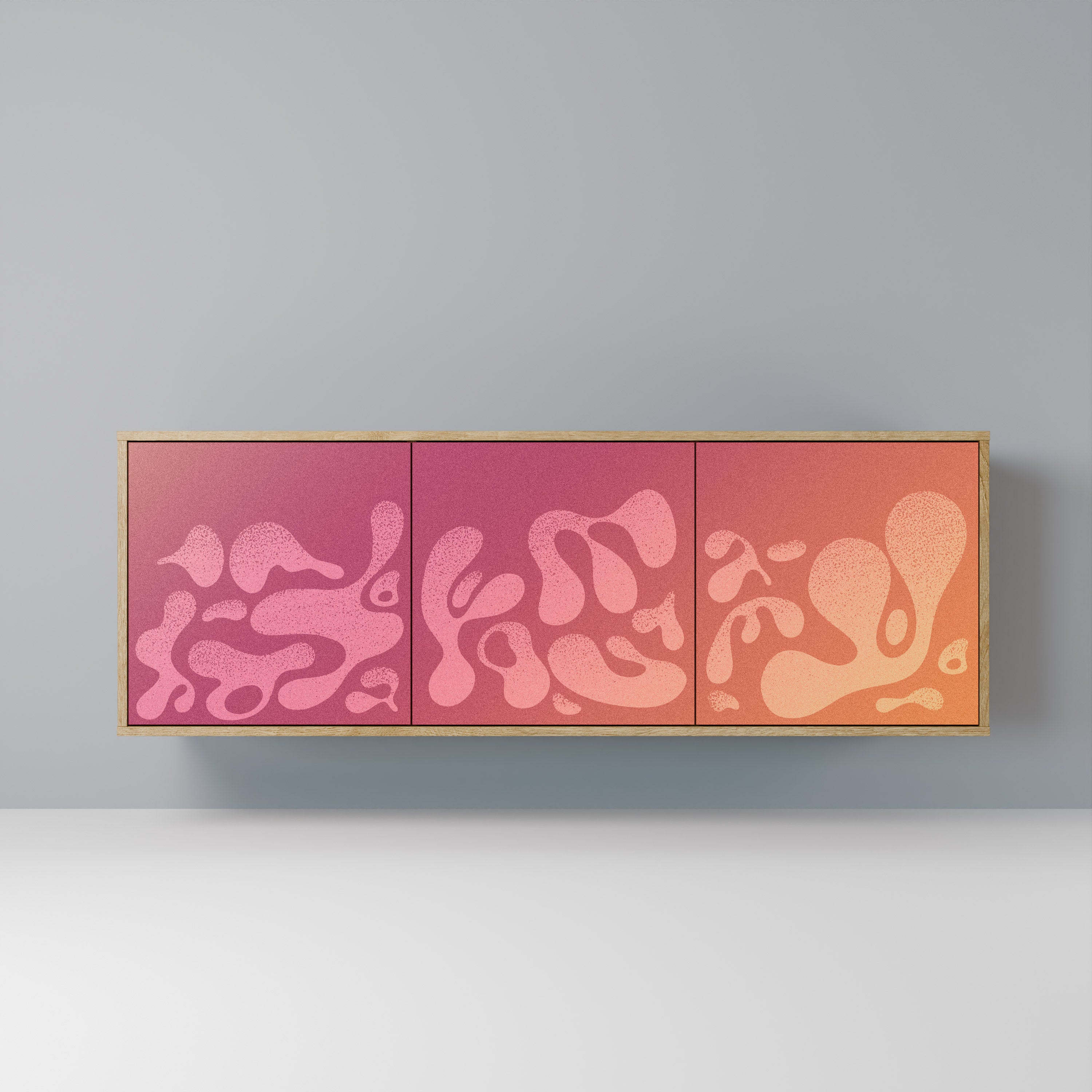 IRREGULAR PINK Aparador de 3 Portas em Efeito Carvalho