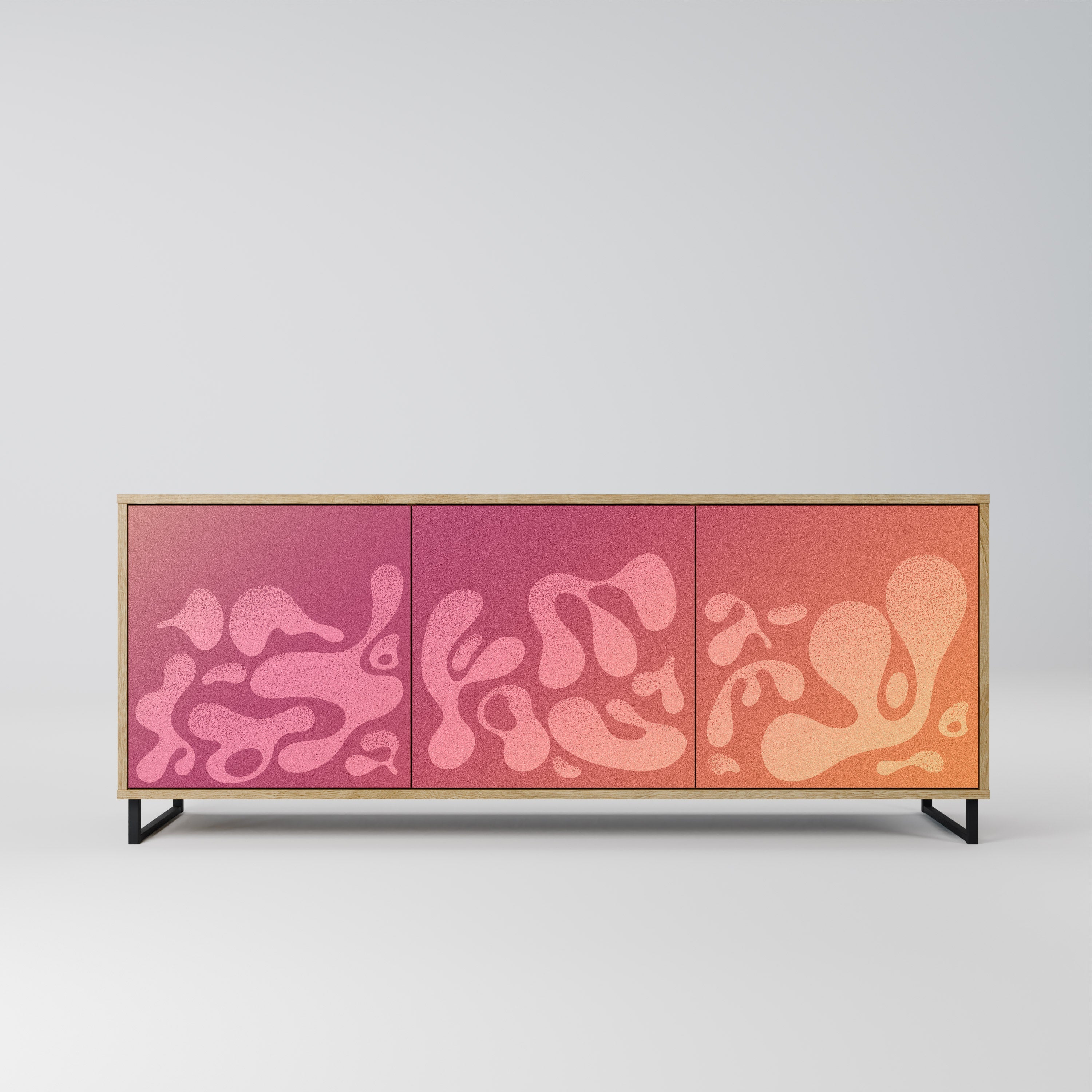 IRREGULAR PINK Aparador de 3 Portas em Efeito Carvalho