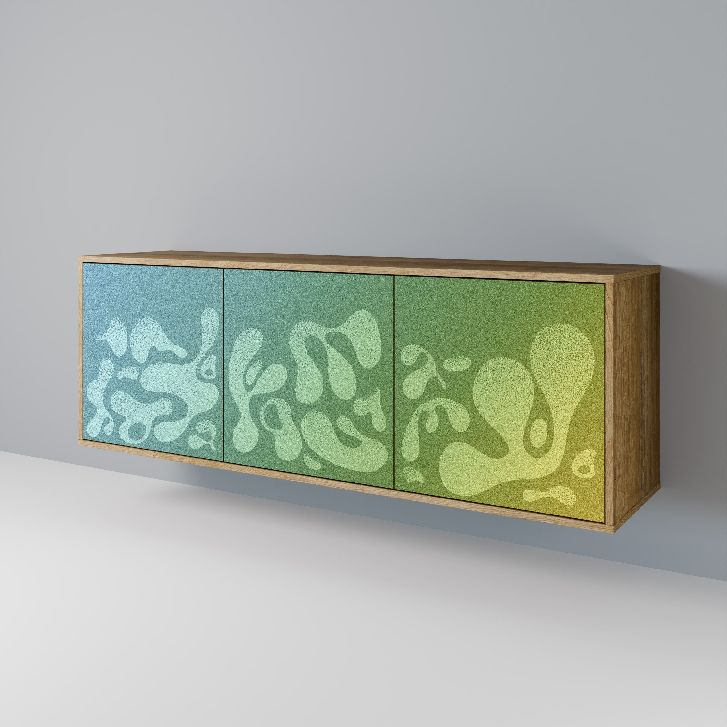 IRREGULAR BLUE Aparador de 3 Portas em Efeito Carvalho