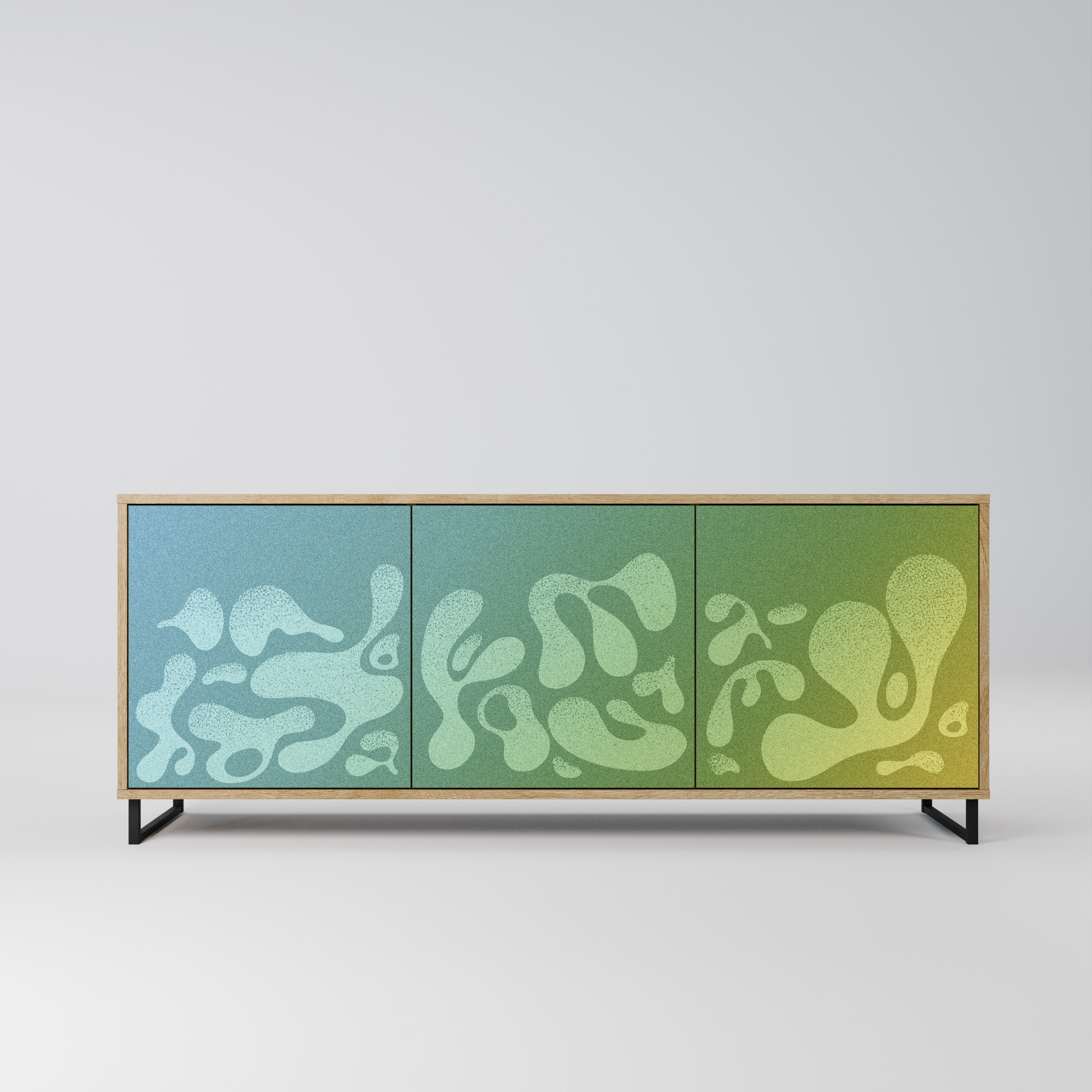 IRREGULAR BLUE Aparador de 3 Portas em Efeito Carvalho