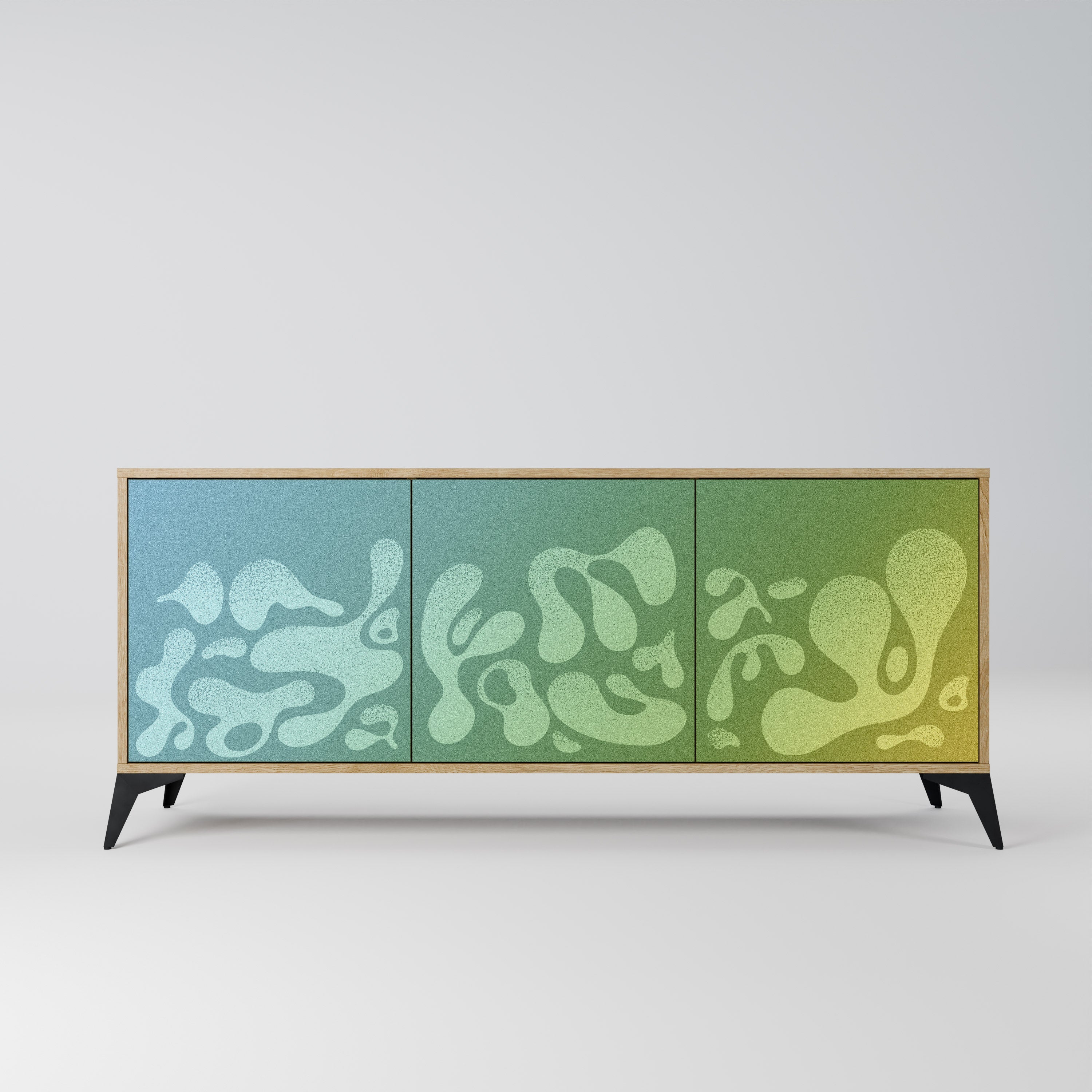 IRREGULAR BLUE Aparador de 3 Portas em Efeito Carvalho