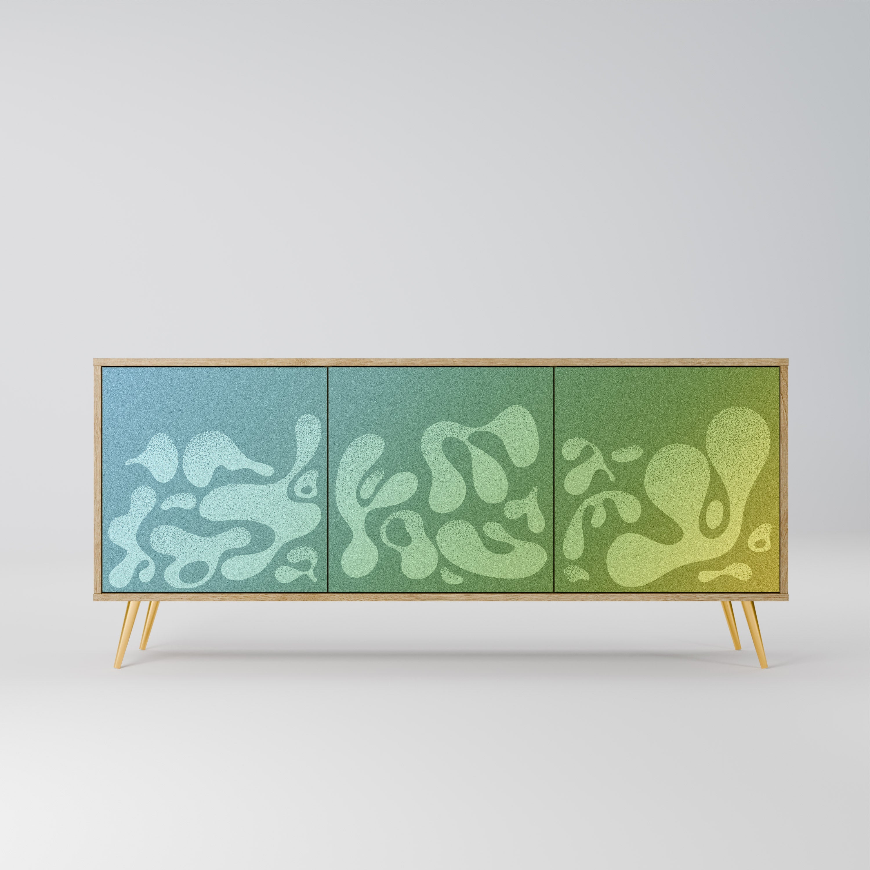 IRREGULAR BLUE Aparador de 3 Portas em Efeito Carvalho