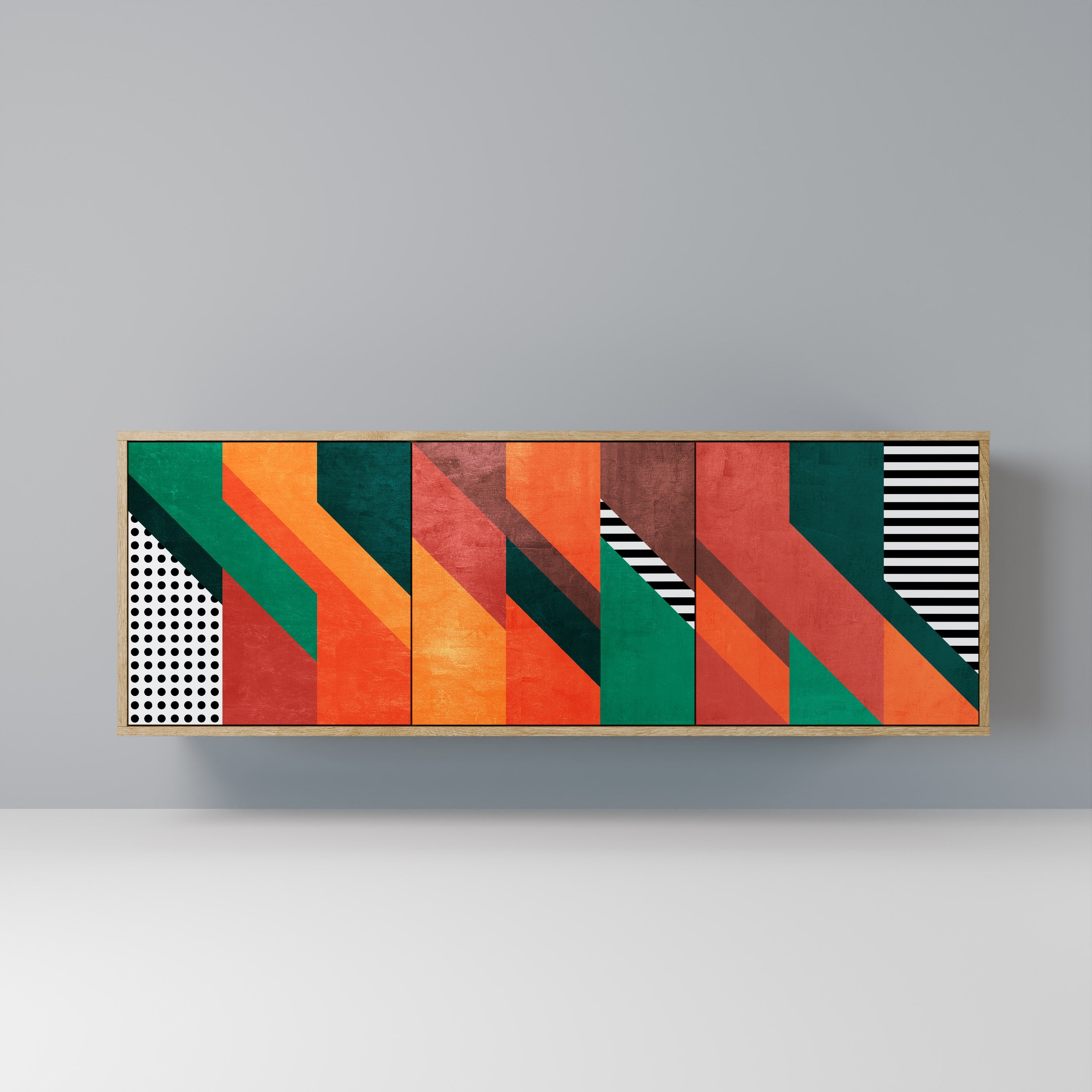 MAKESHIFT ARTISTRY Aparador de 3 Portas em Efeito Carvalho