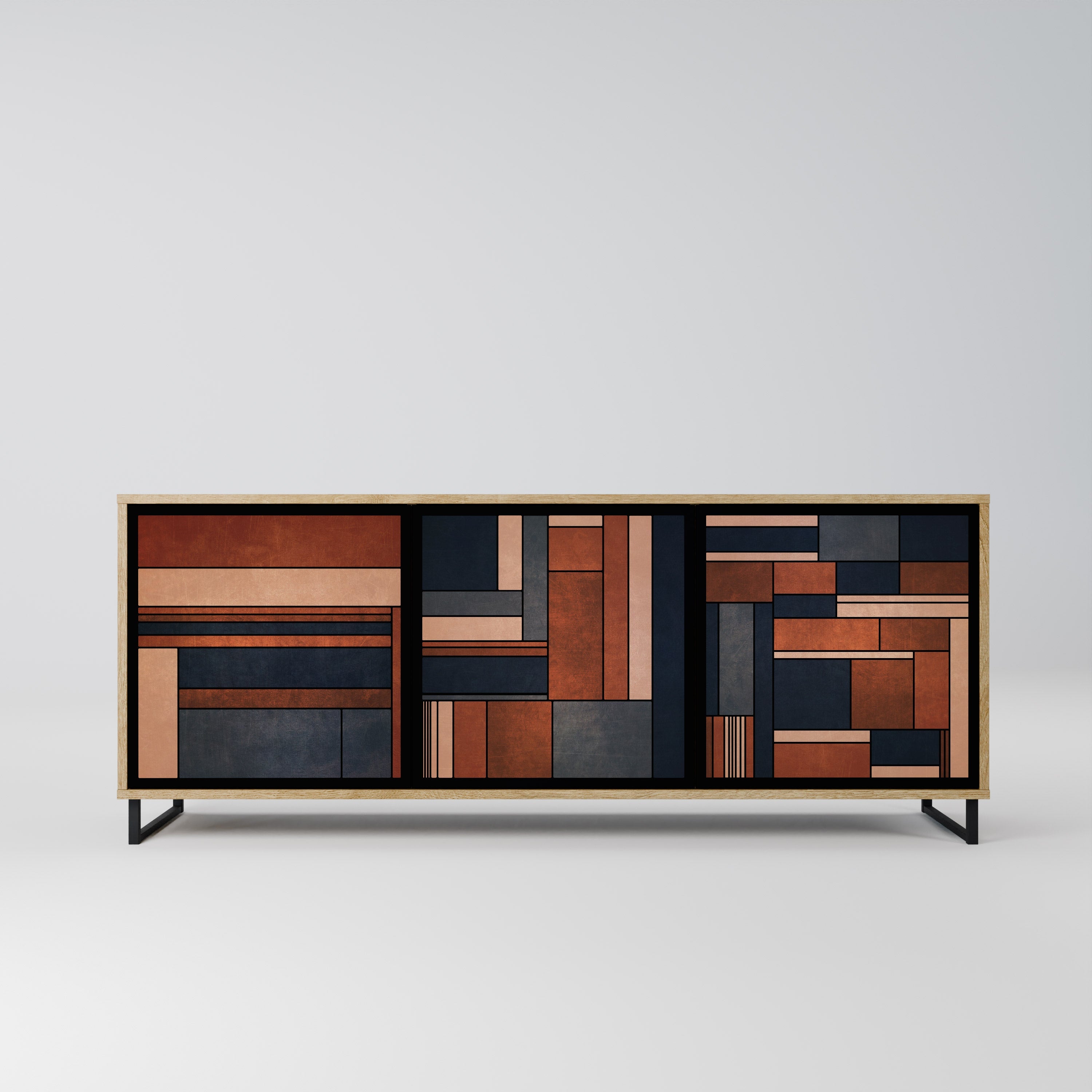 INTREPID FORMATION Aparador de 3 Portas em Efeito Carvalho