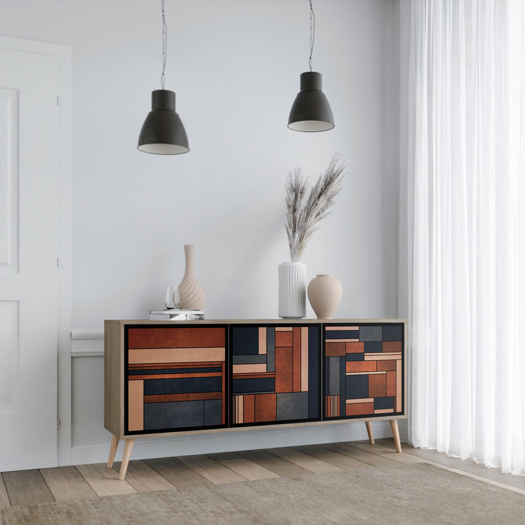 INTREPID FORMATION Aparador de 3 Portas em Efeito Carvalho