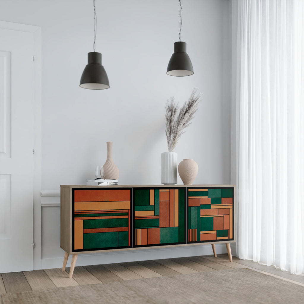 EARTHY FIGURES Aparador de 3 Portas em Efeito Carvalho