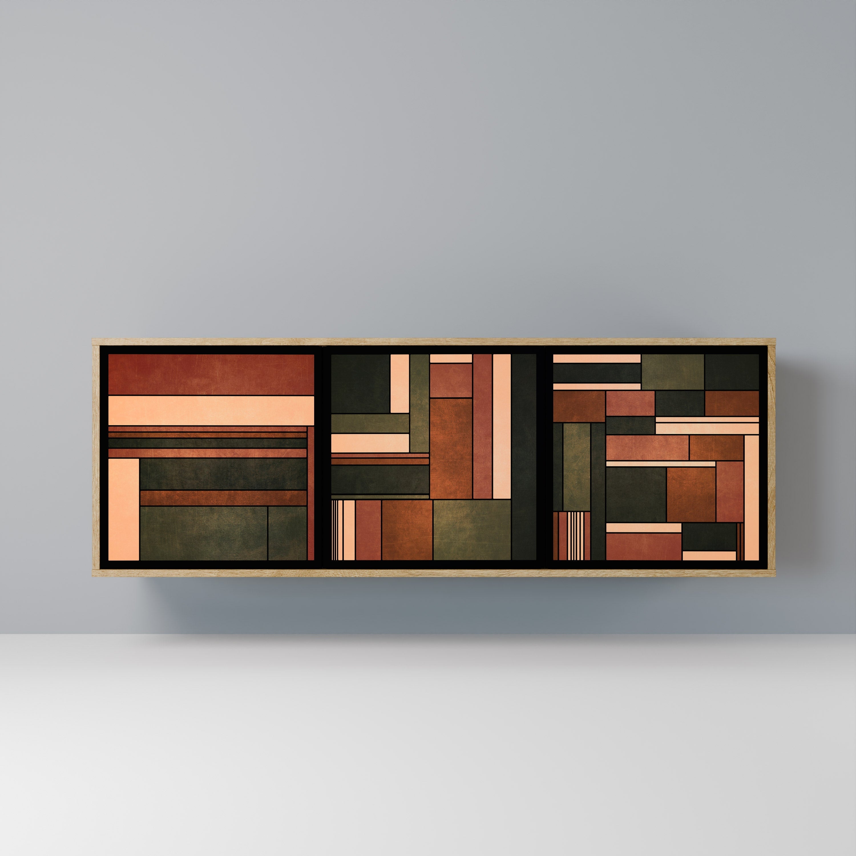 FIGURES OF NATURE Aparador de 3 Portas em Efeito Carvalho