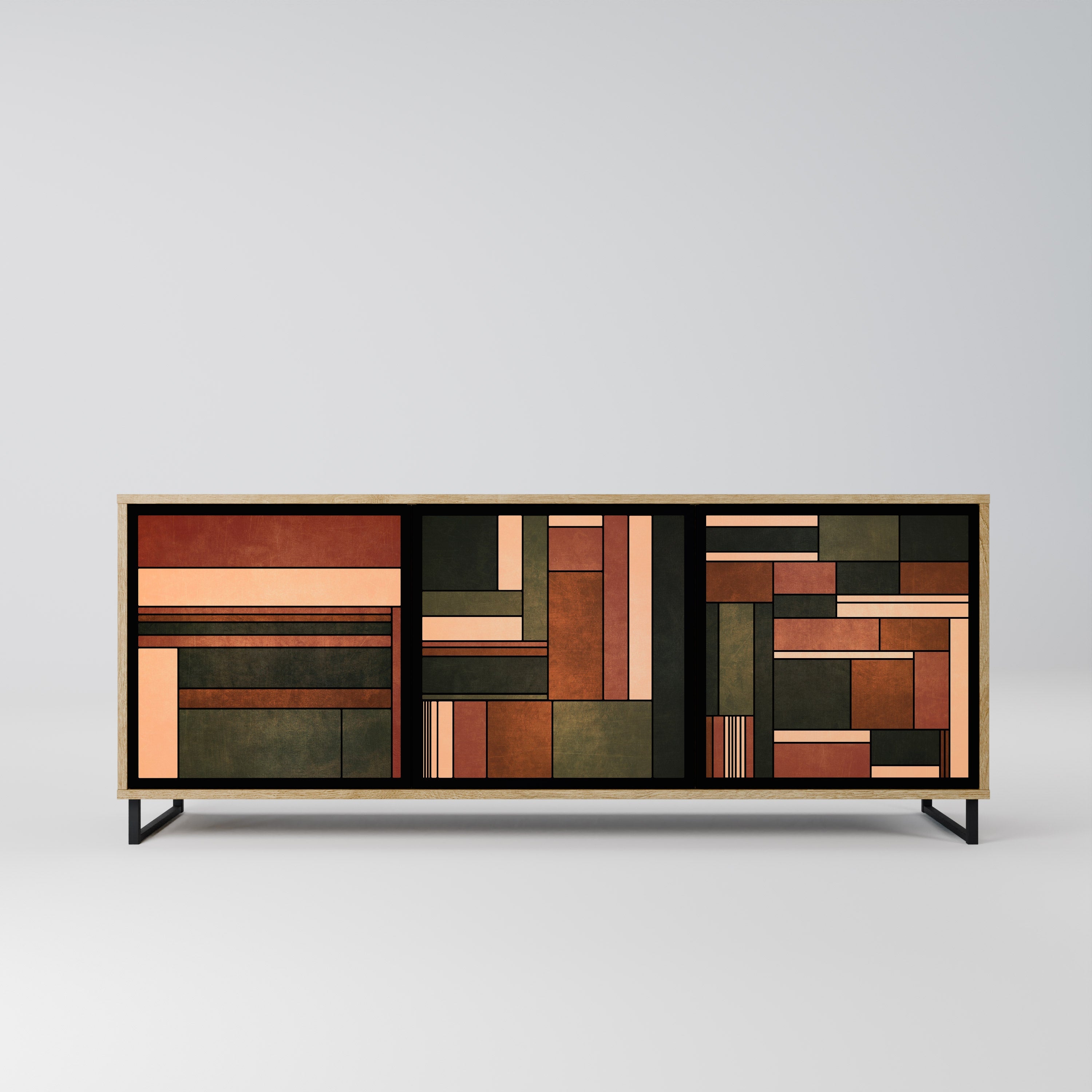 FIGURES OF NATURE Aparador de 3 Portas em Efeito Carvalho