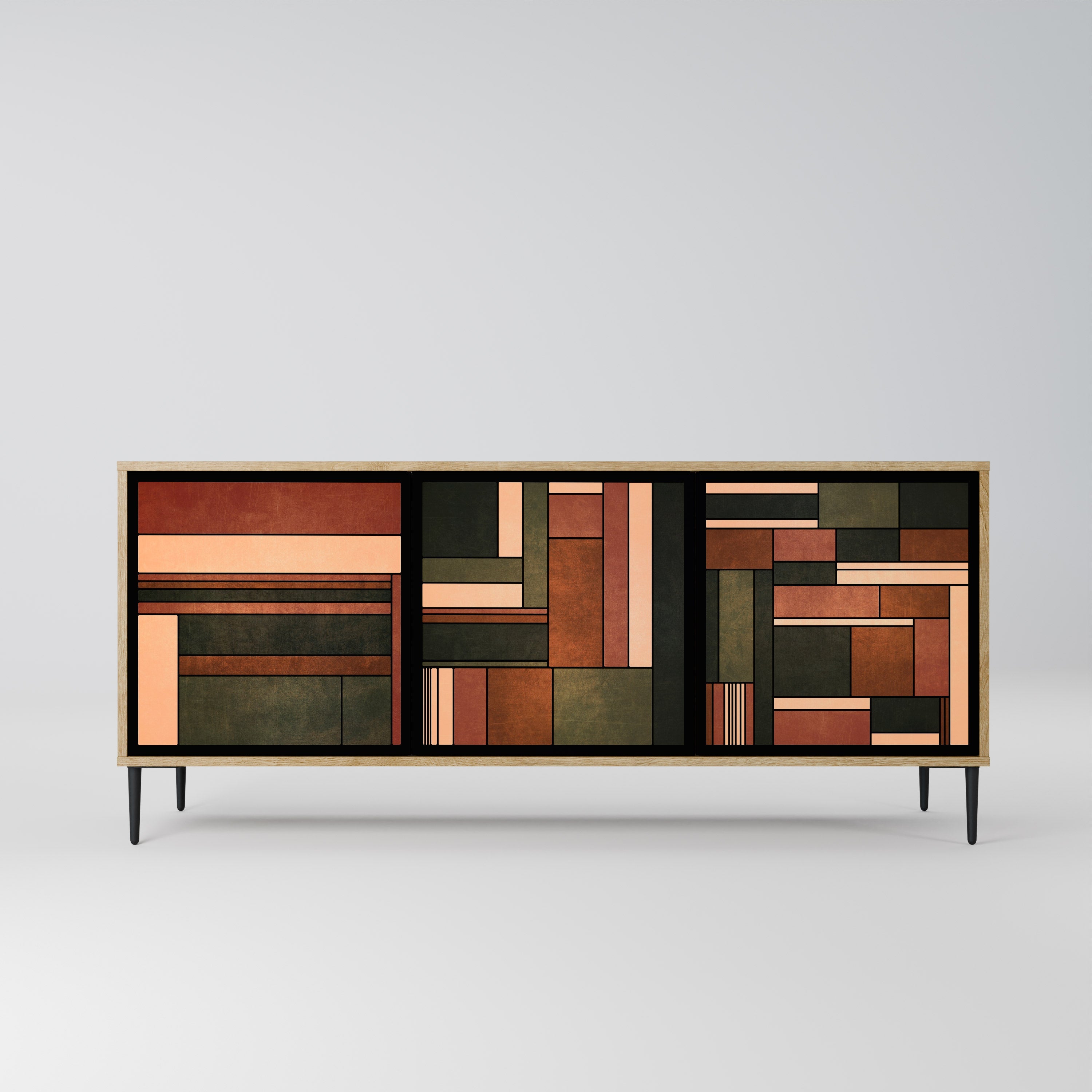 FIGURES OF NATURE Aparador de 3 Portas em Efeito Carvalho