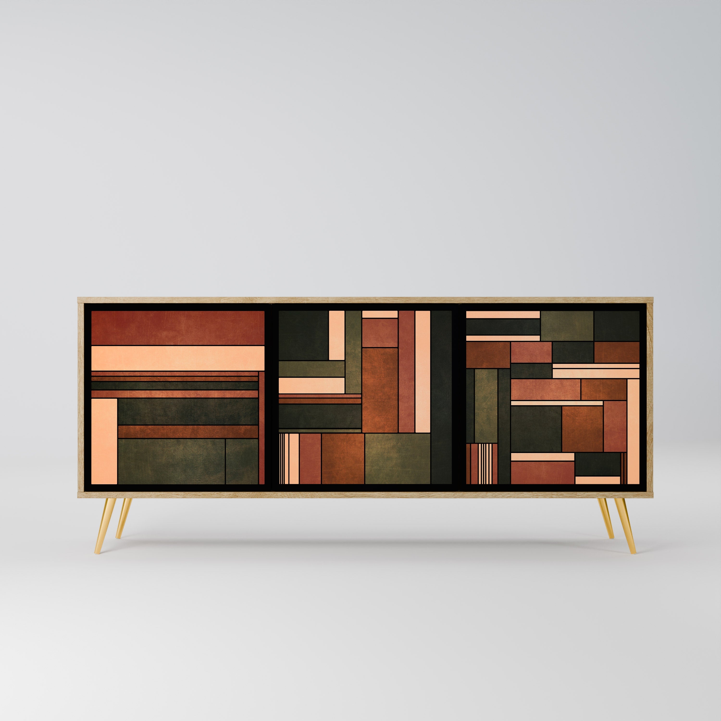 FIGURES OF NATURE Aparador de 3 Portas em Efeito Carvalho