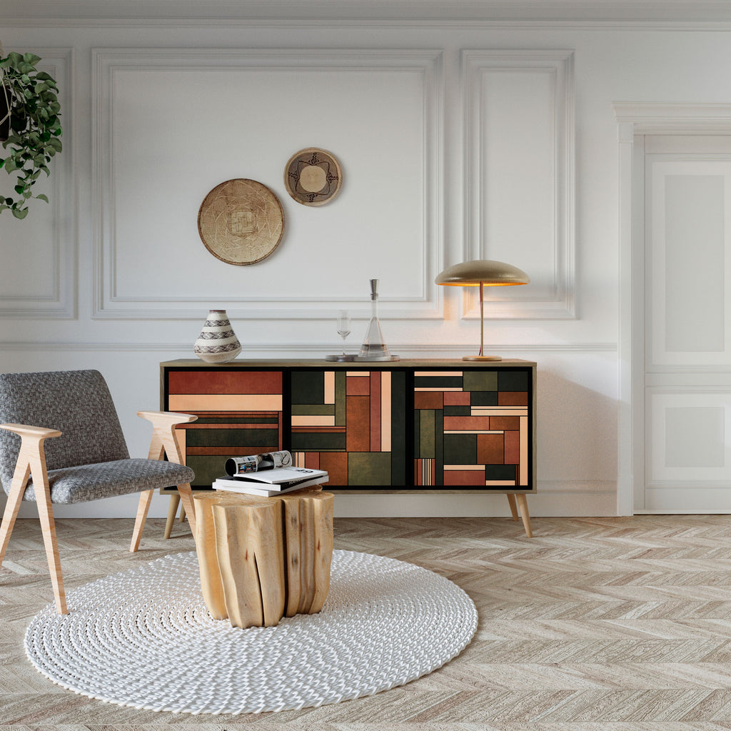 FIGURES OF NATURE Aparador de 3 Portas em Efeito Carvalho