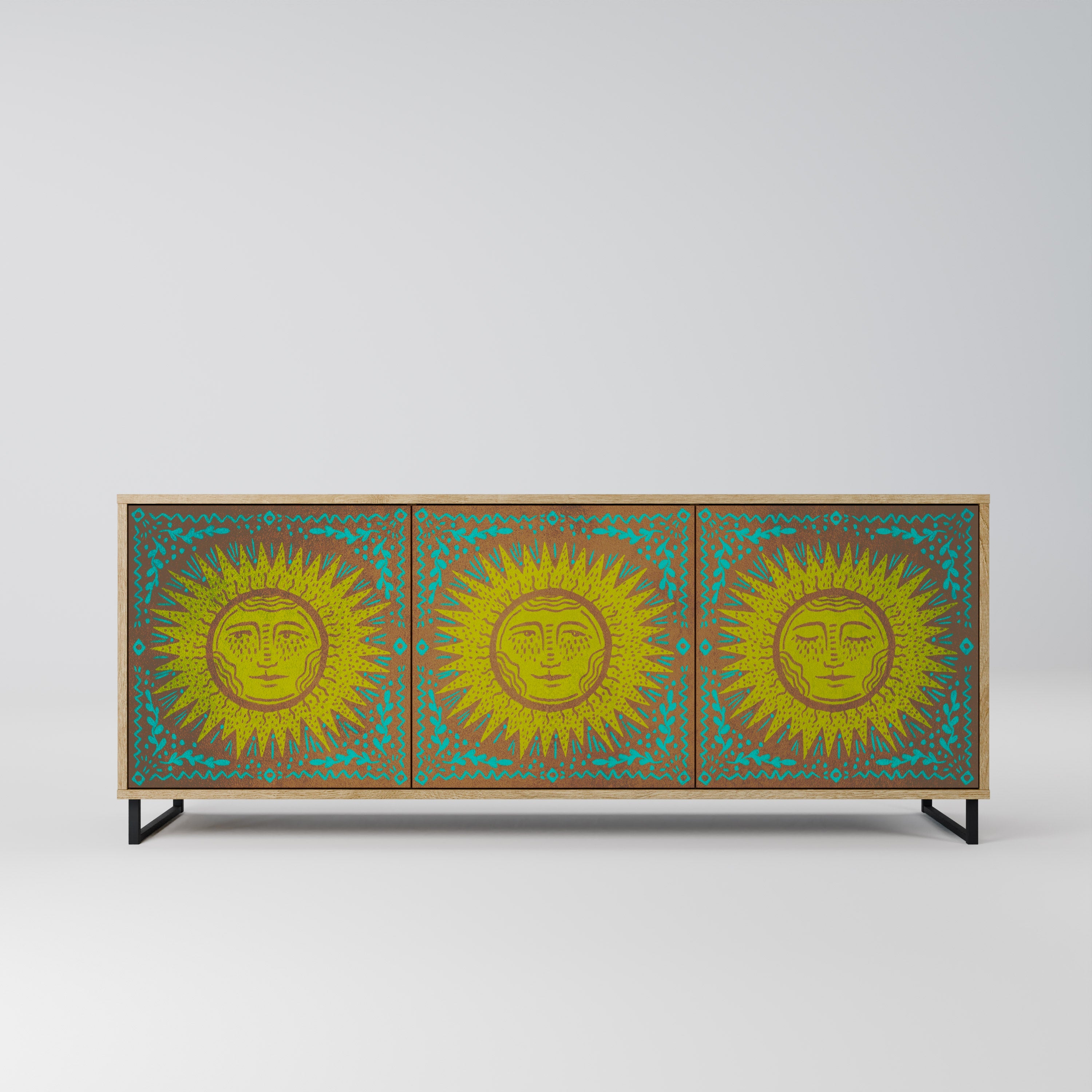 SUNSHINE EULOGY Aparador de 3 Portas em Efeito Carvalho