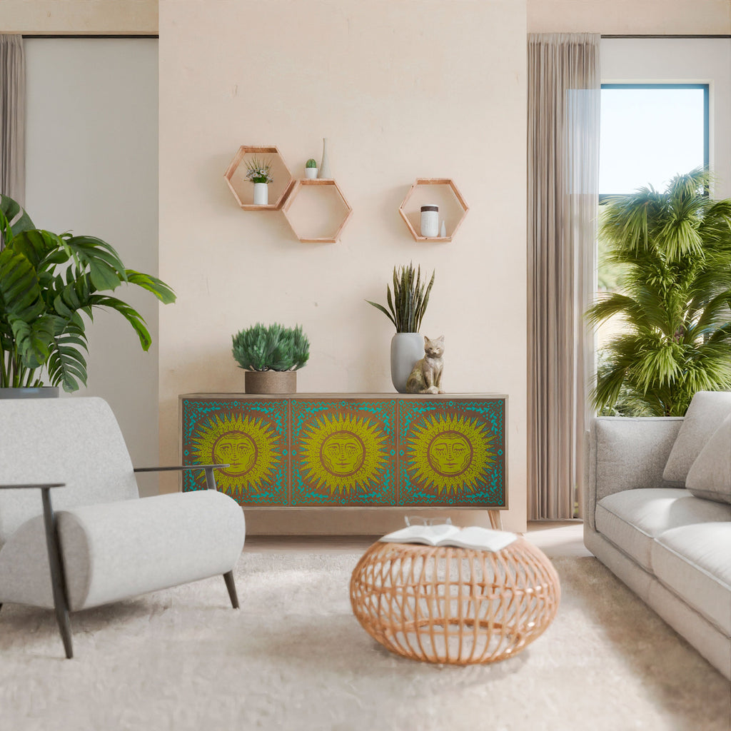 SUNSHINE EULOGY Aparador de 3 Portas em Efeito Carvalho