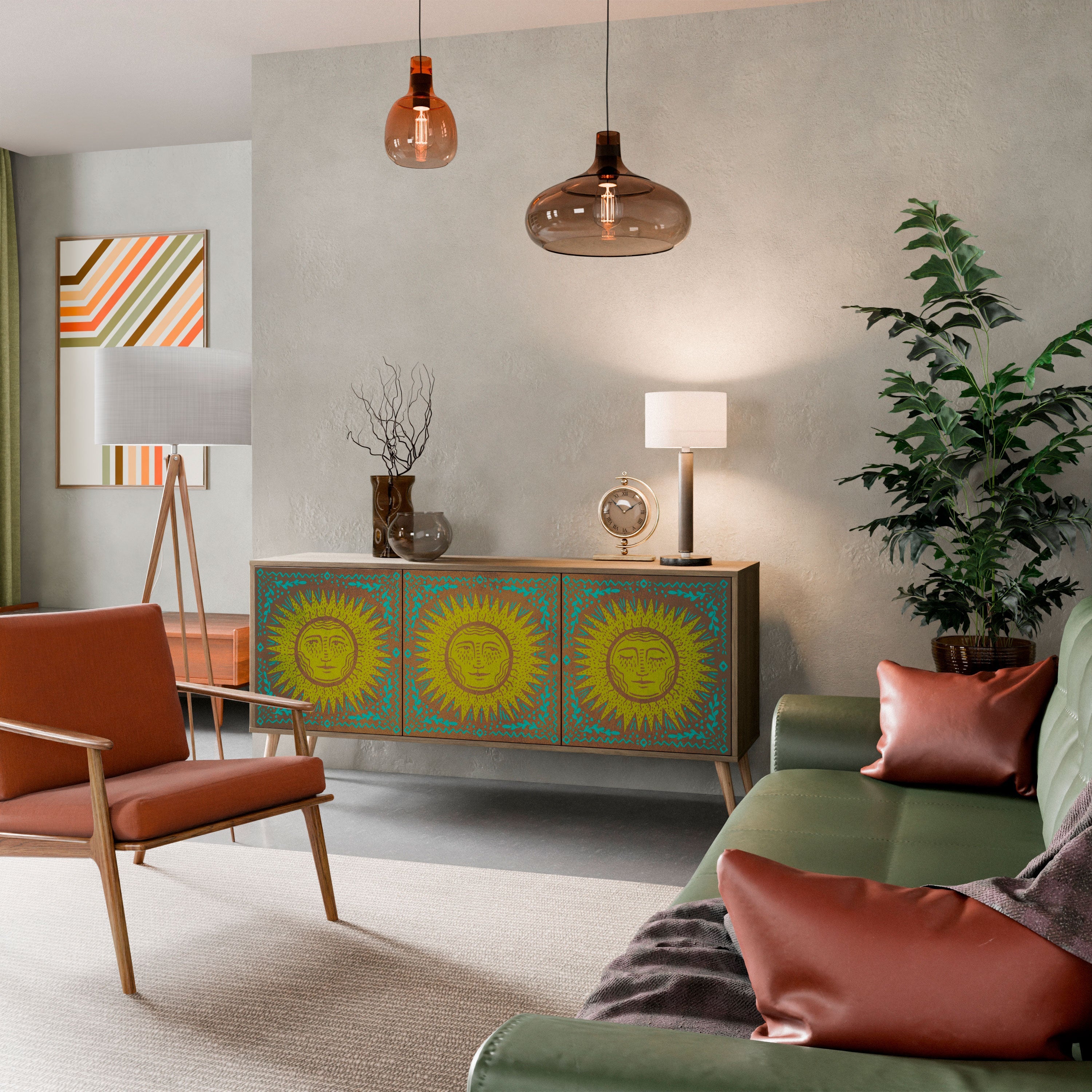 SUNSHINE EULOGY Aparador de 3 Portas em Efeito Carvalho