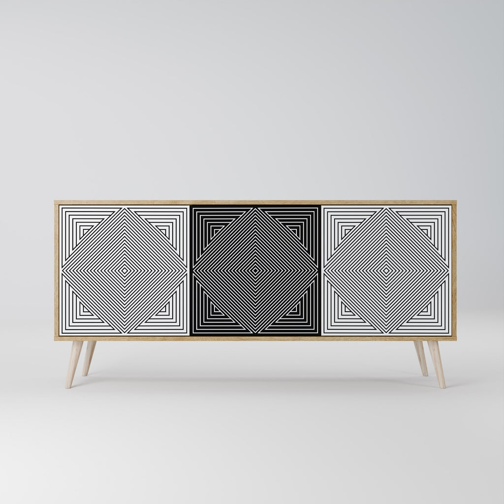 POLYGON ILLUSION Aparador de 3 Portas em Efeito Carvalho