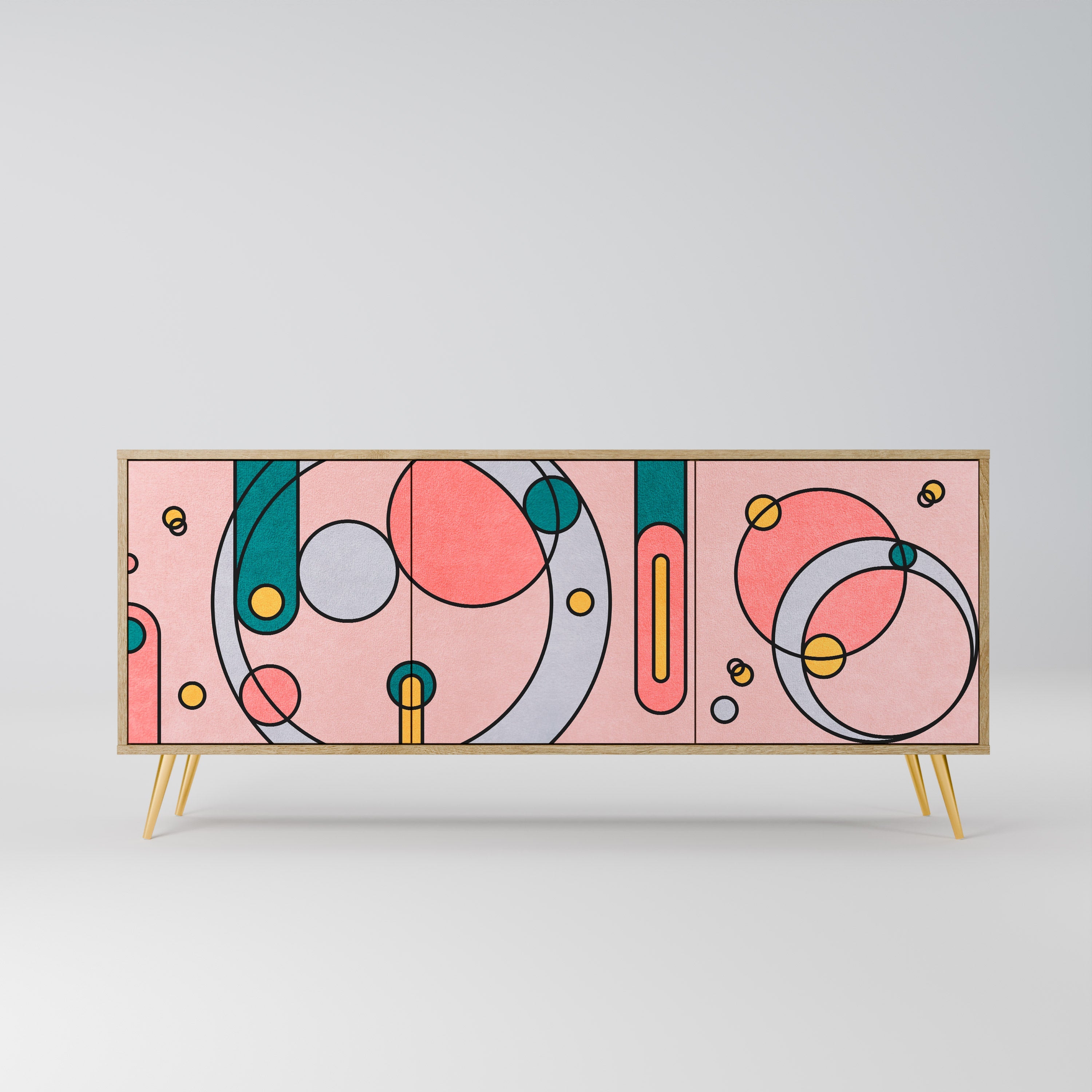 GOSSAMER ECHOES Aparador de 3 Portas em Efeito Carvalho