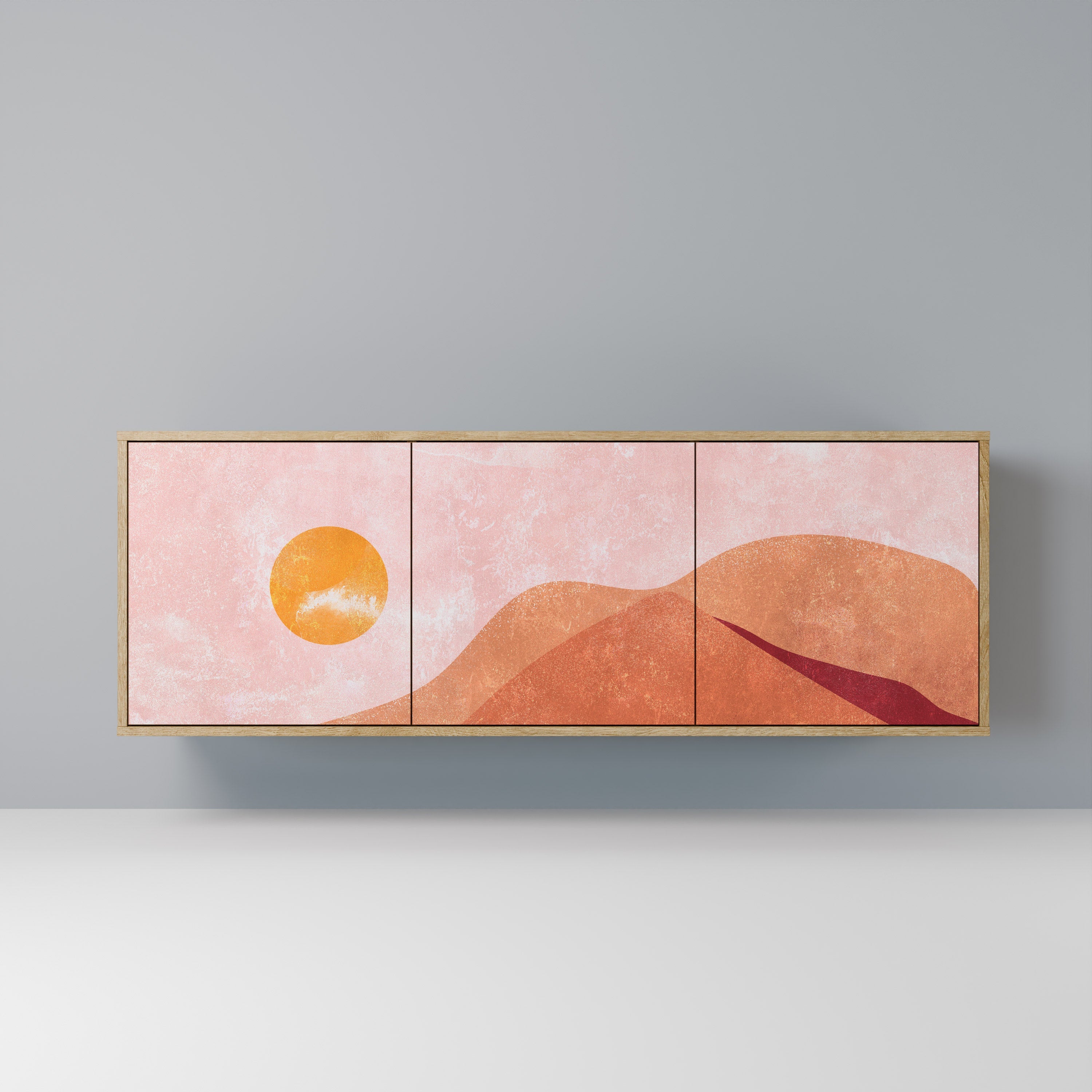 LUMINOUS SUNLIGHT Aparador de 3 Portas em Efeito Carvalho