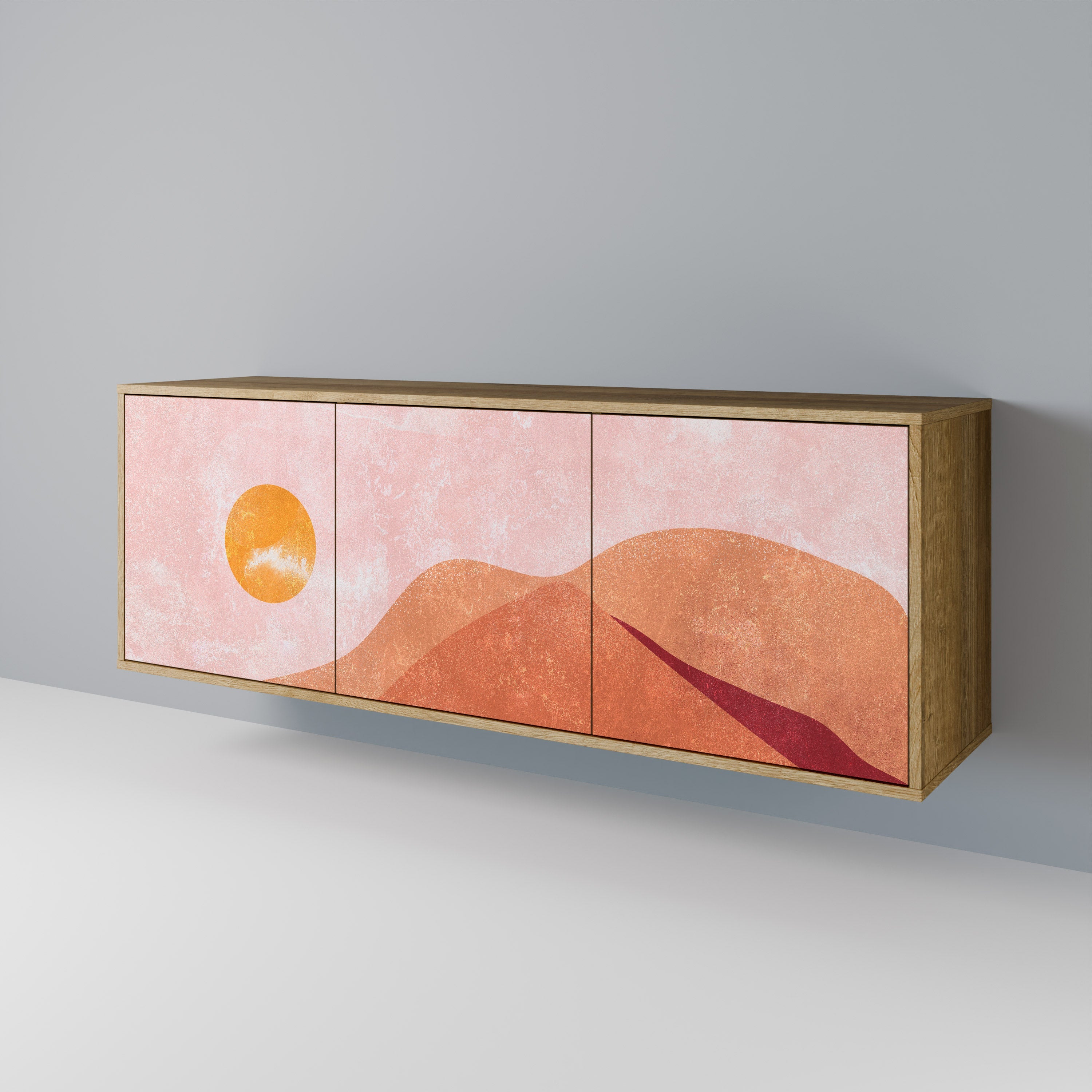 LUMINOUS SUNLIGHT Aparador de 3 Portas em Efeito Carvalho