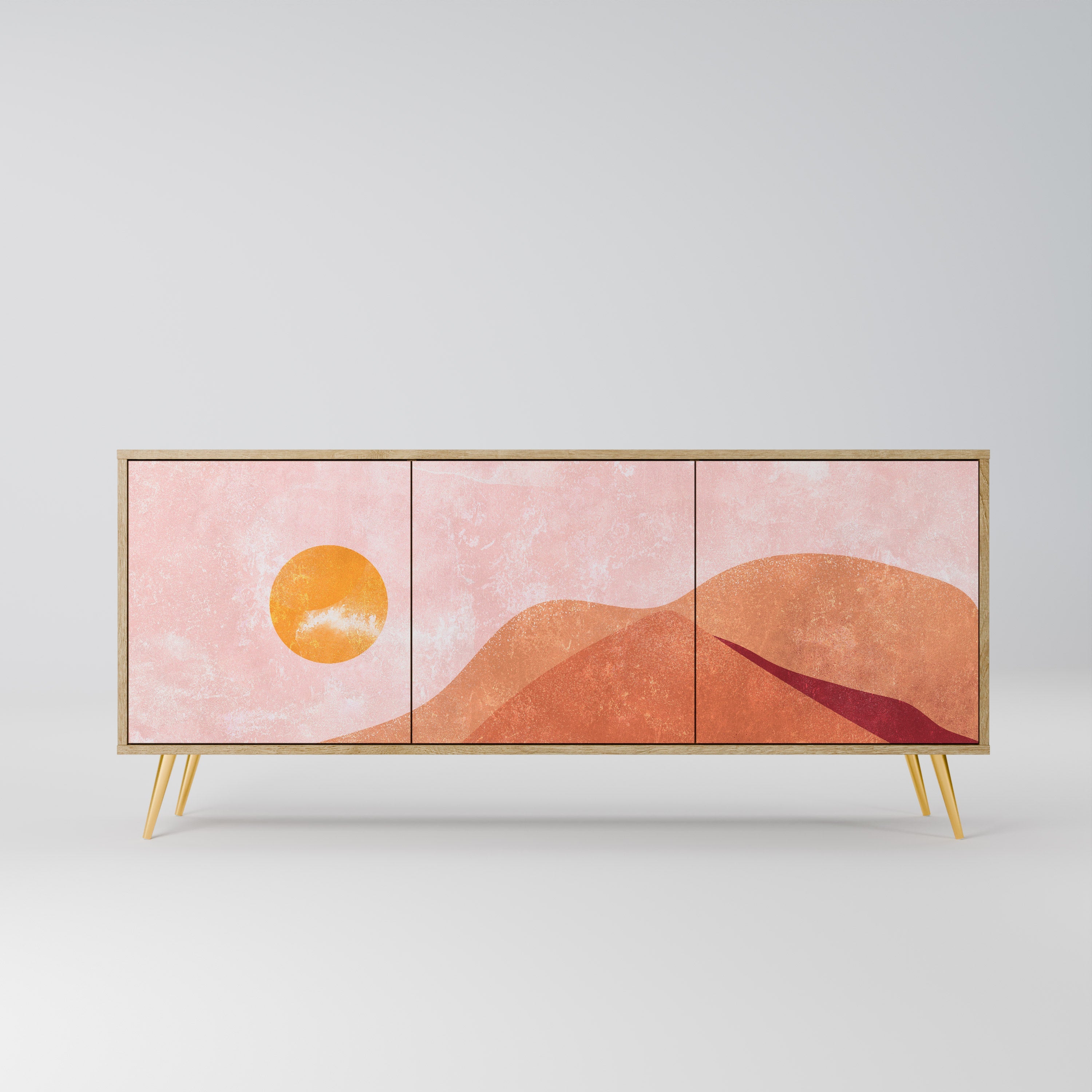 LUMINOUS SUNLIGHT Aparador de 3 Portas em Efeito Carvalho