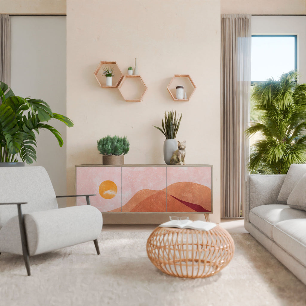 LUMINOUS SUNLIGHT Aparador de 3 Portas em Efeito Carvalho