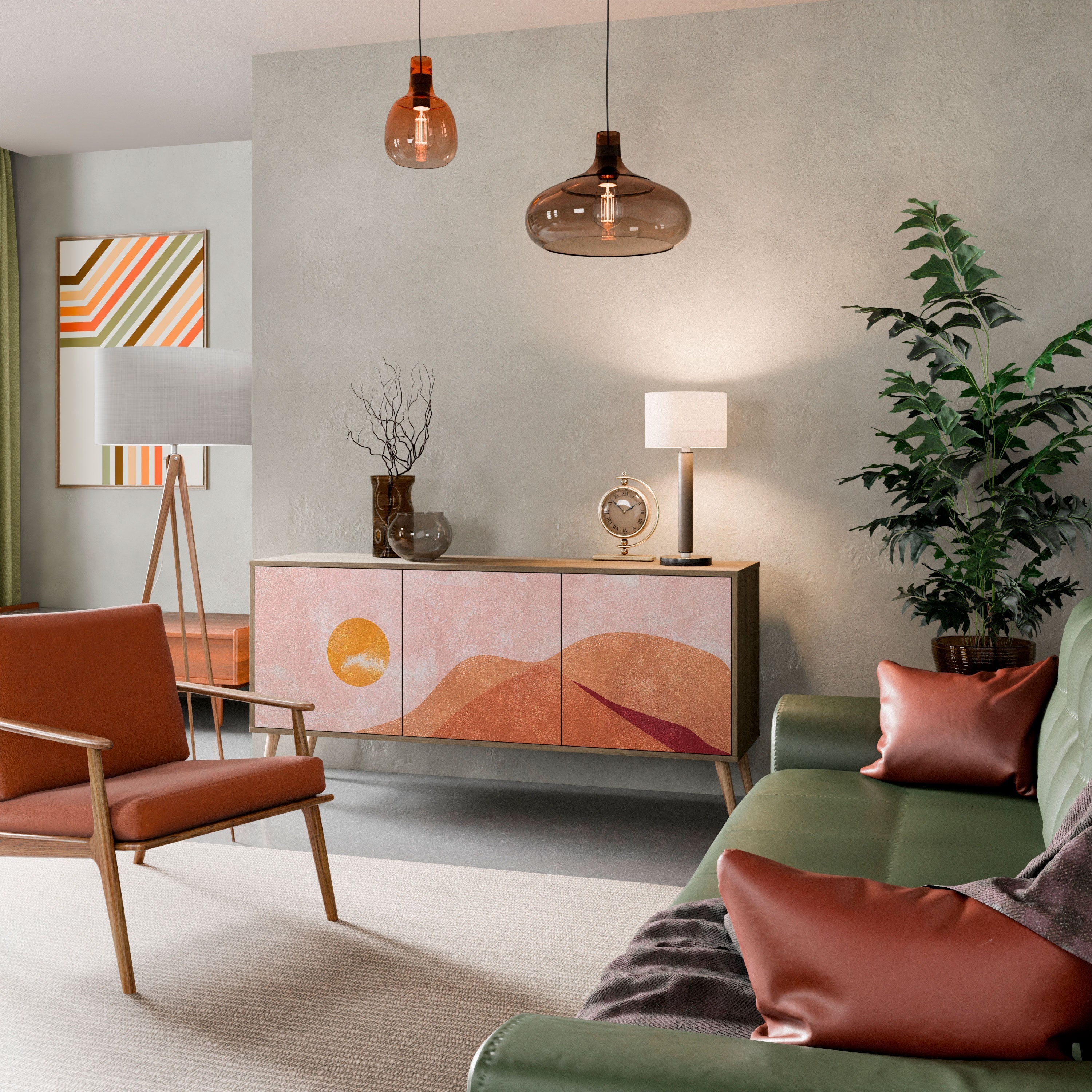 LUMINOUS SUNLIGHT Aparador de 3 Portas em Efeito Carvalho