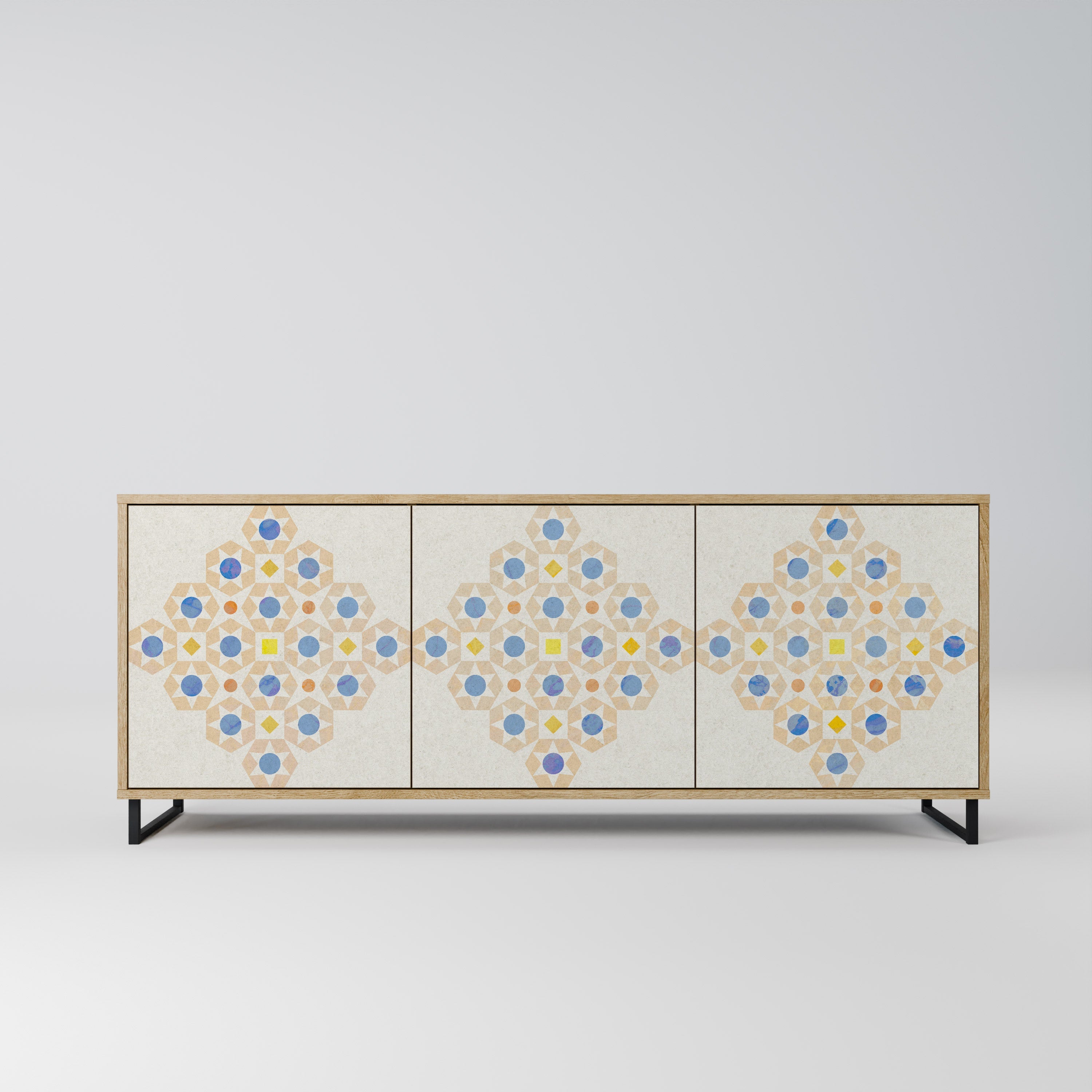 PATTERNED PRISM Aparador de 3 Portas em Efeito Carvalho