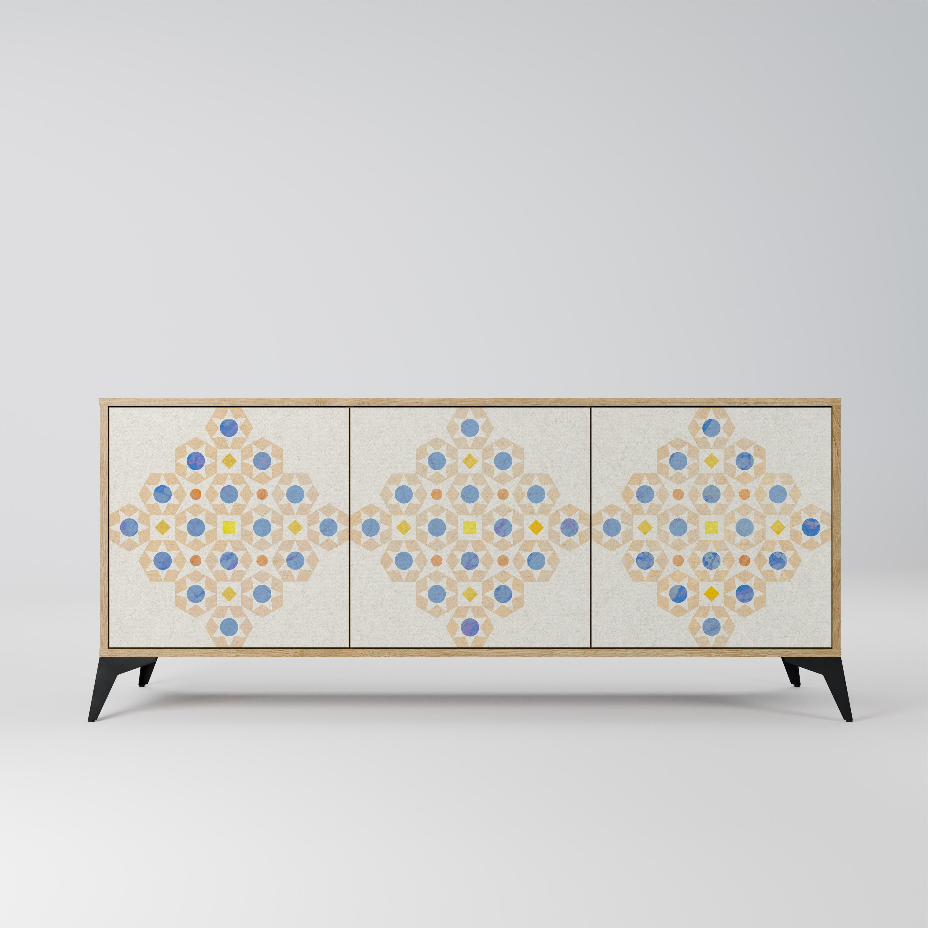 PATTERNED PRISM Aparador de 3 Portas em Efeito Carvalho