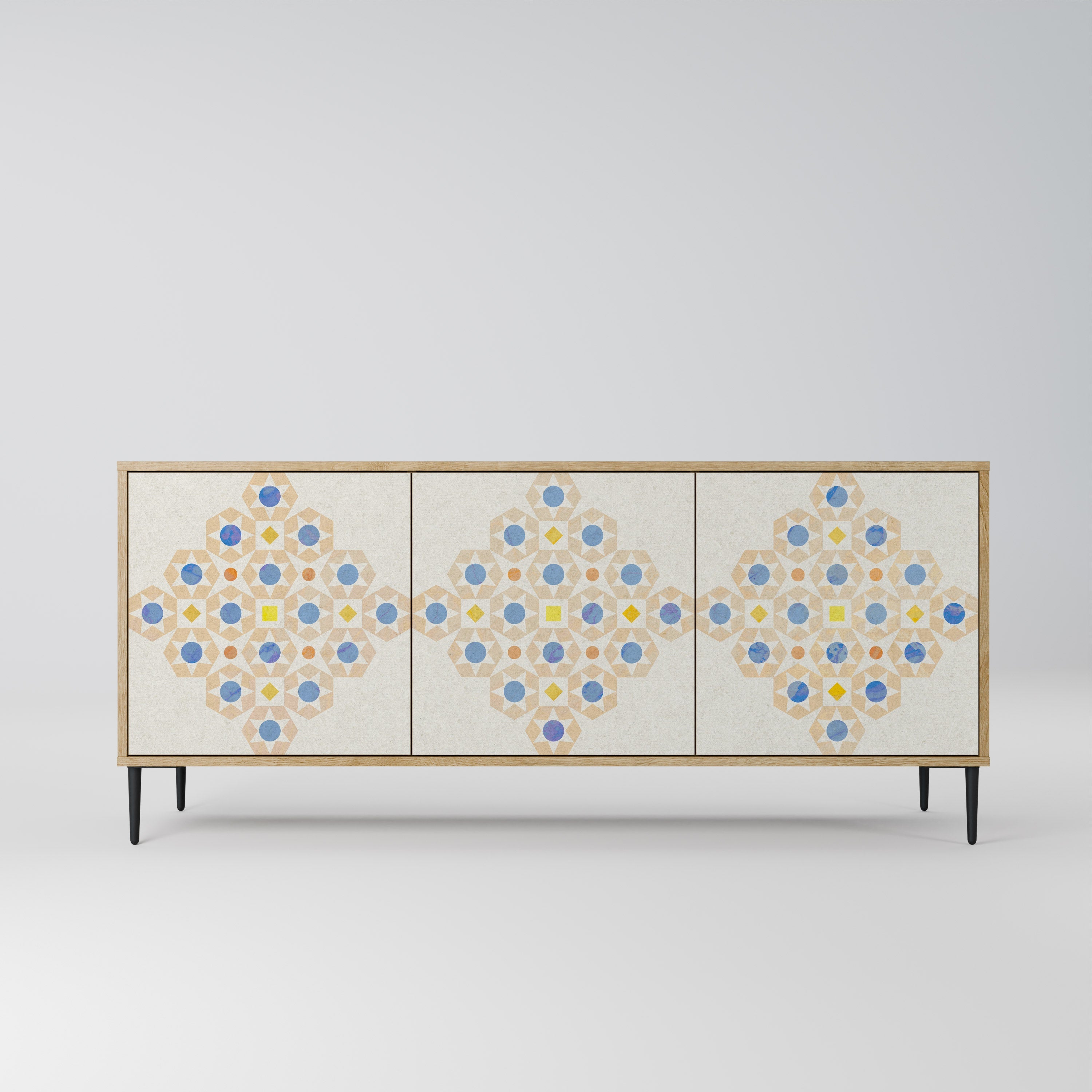 PATTERNED PRISM Aparador de 3 Portas em Efeito Carvalho