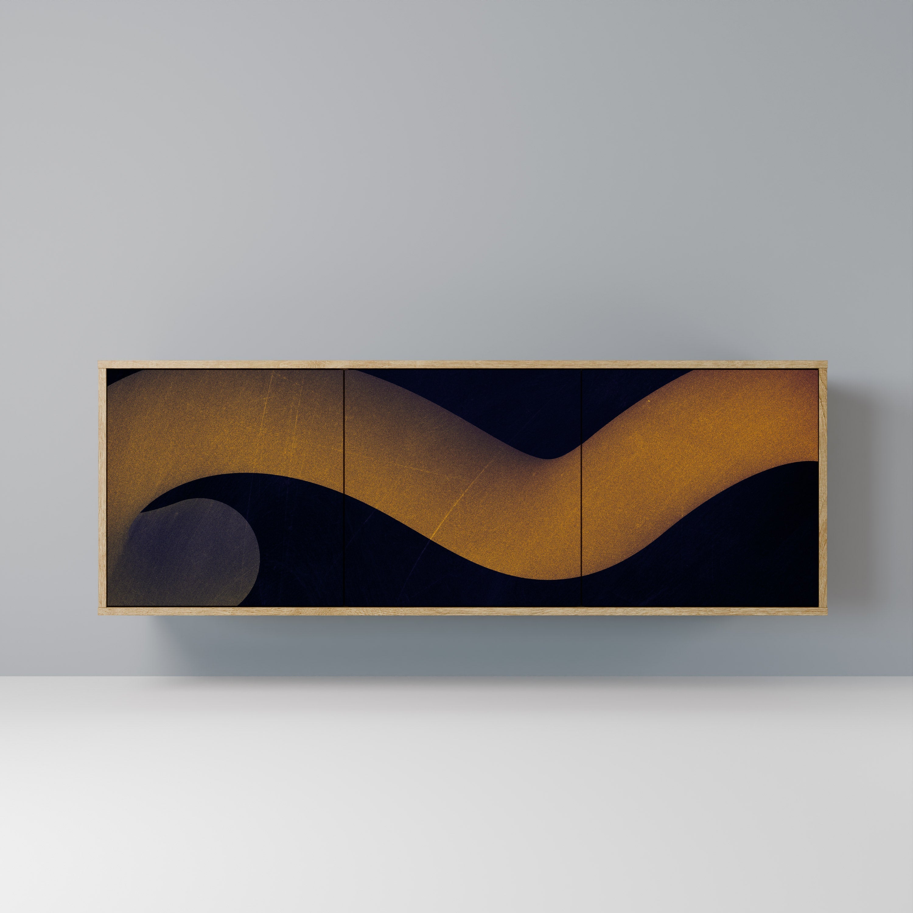 HOLLOW TIME Aparador de 3 Portas em Efeito Carvalho