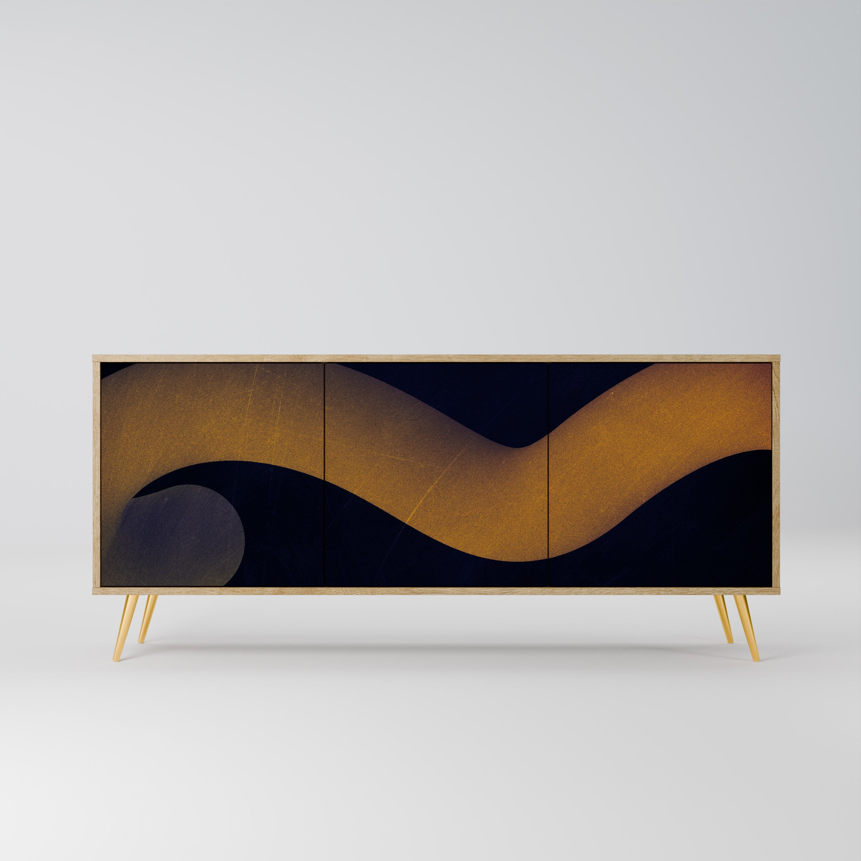 HOLLOW TIME Aparador de 3 Portas em Efeito Carvalho