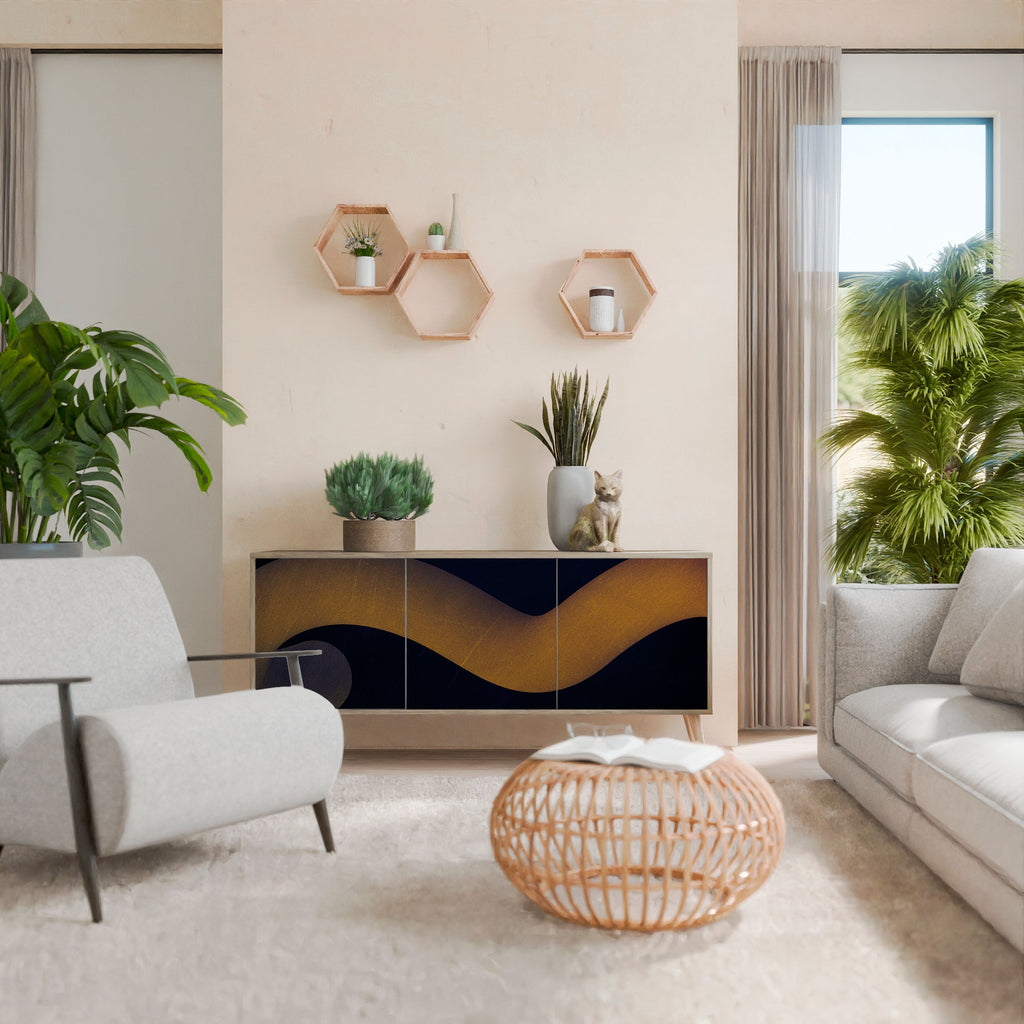 HOLLOW TIME Aparador de 3 Portas em Efeito Carvalho