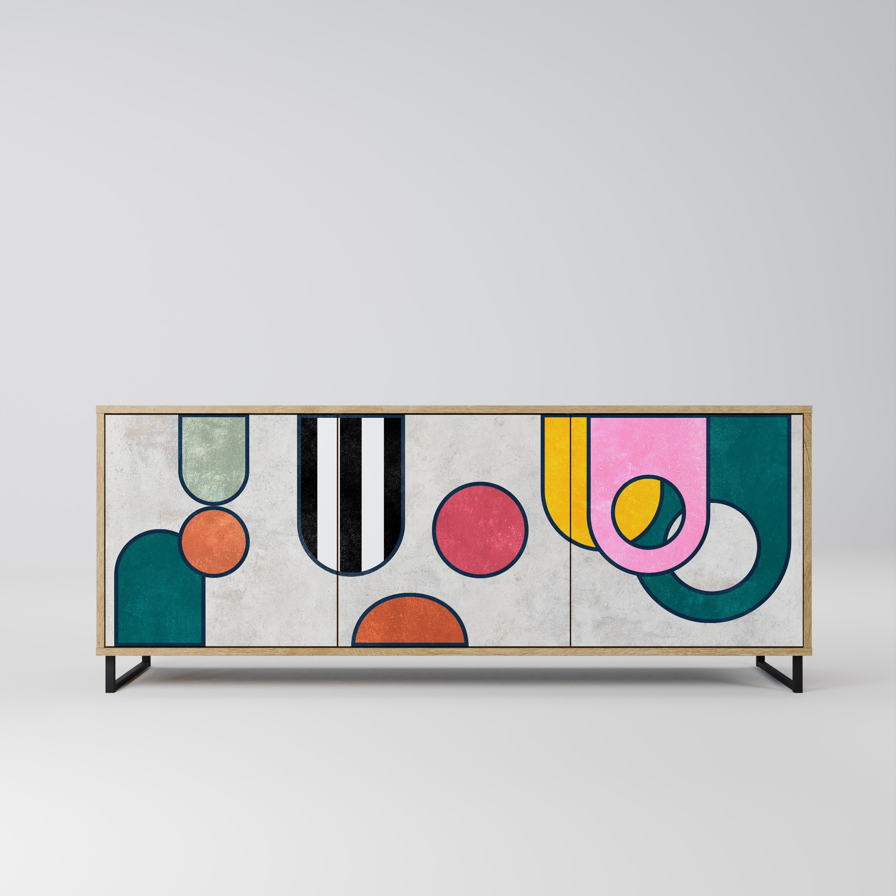 COOL STORY Aparador de 3 Portas em Efeito Carvalho