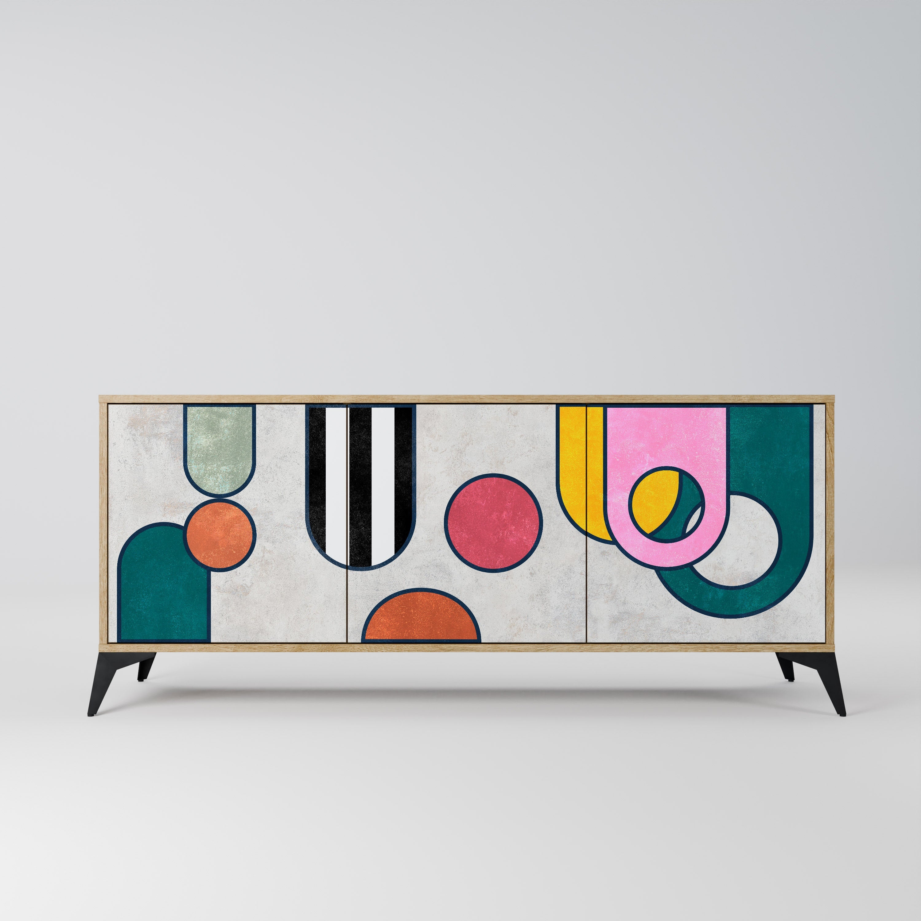 COOL STORY Aparador de 3 Portas em Efeito Carvalho