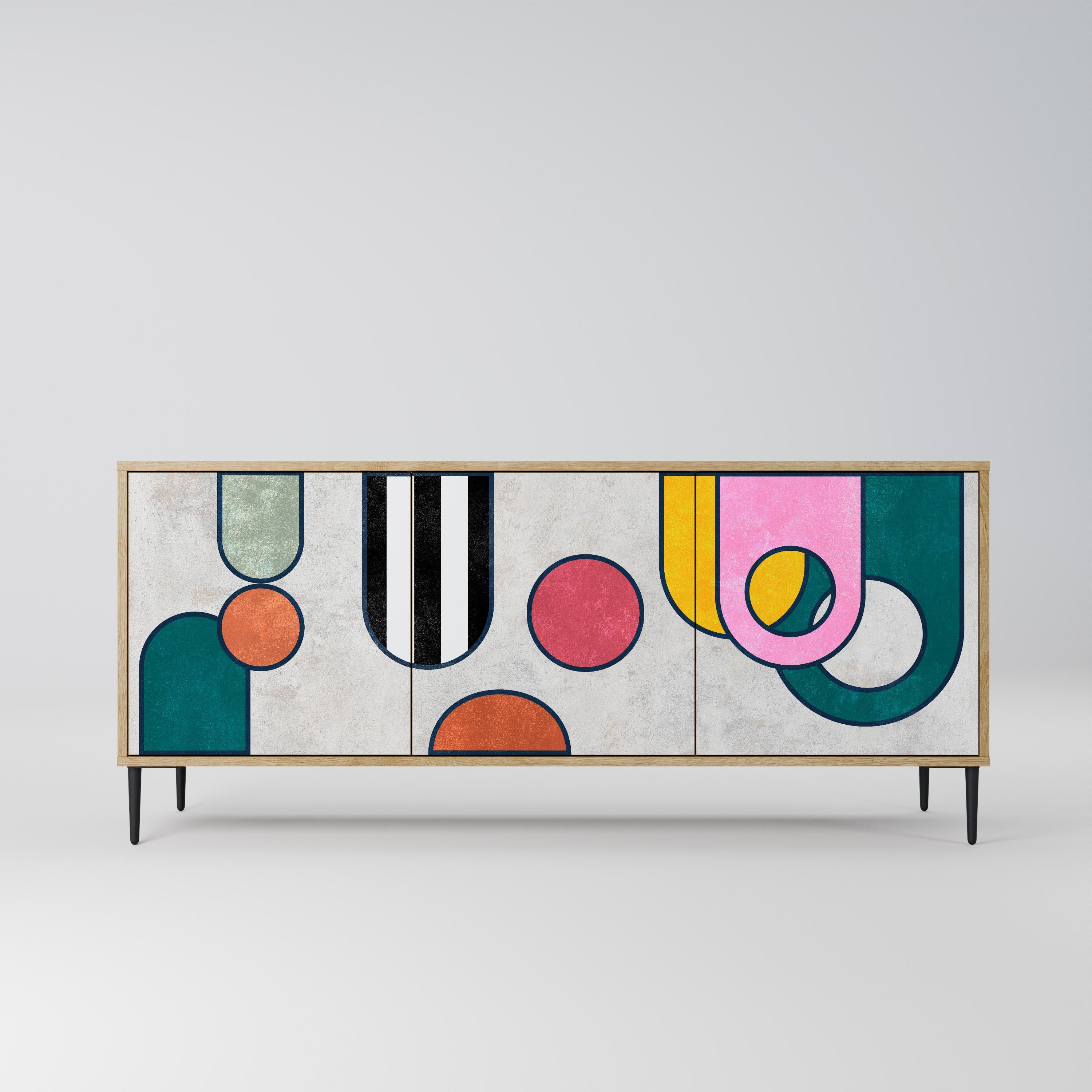 COOL STORY Aparador de 3 Portas em Efeito Carvalho