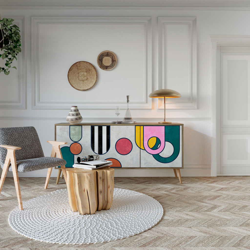 COOL STORY Aparador de 3 Portas em Efeito Carvalho