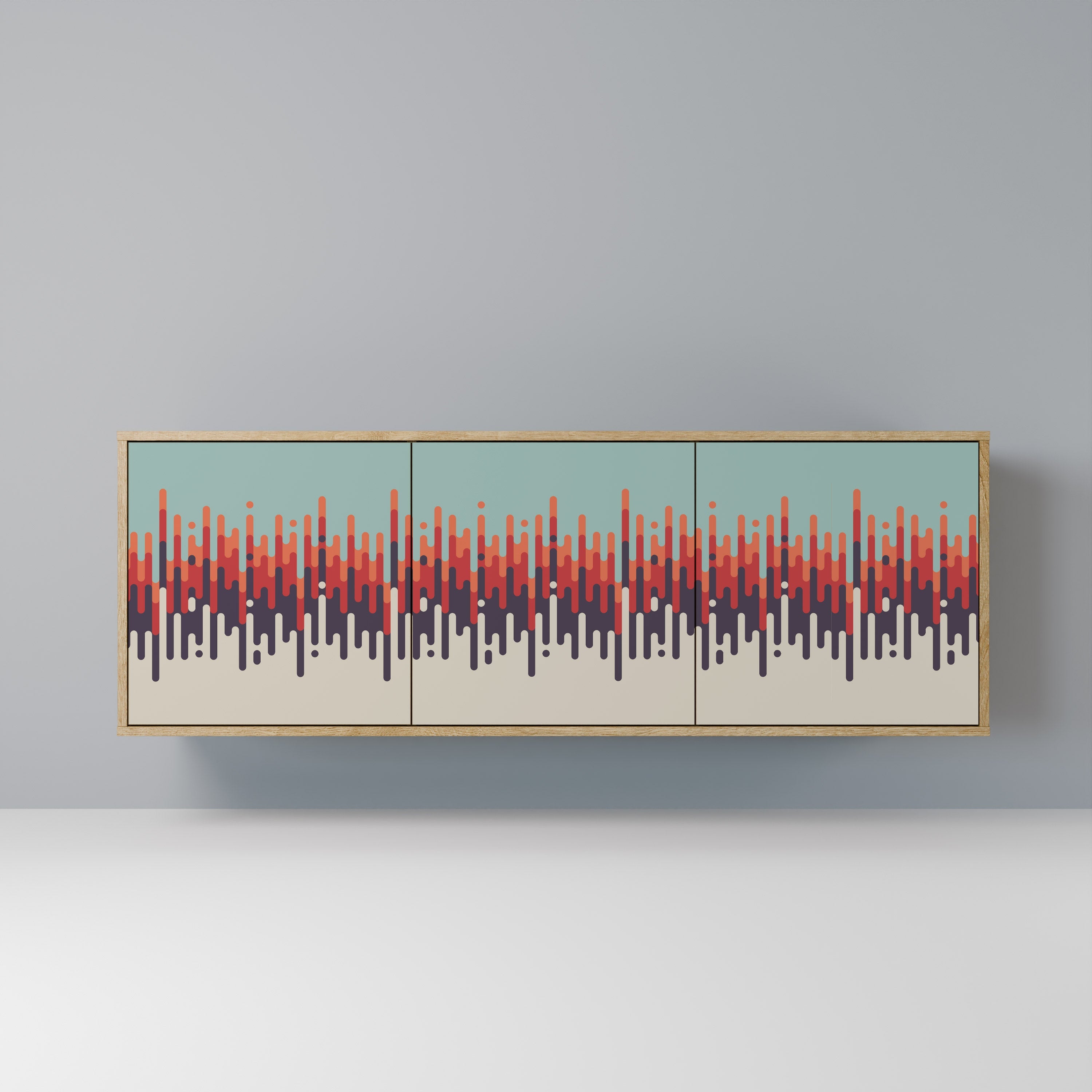 CHROMA CONTOURS Aparador de 3 Portas em Efeito Carvalho