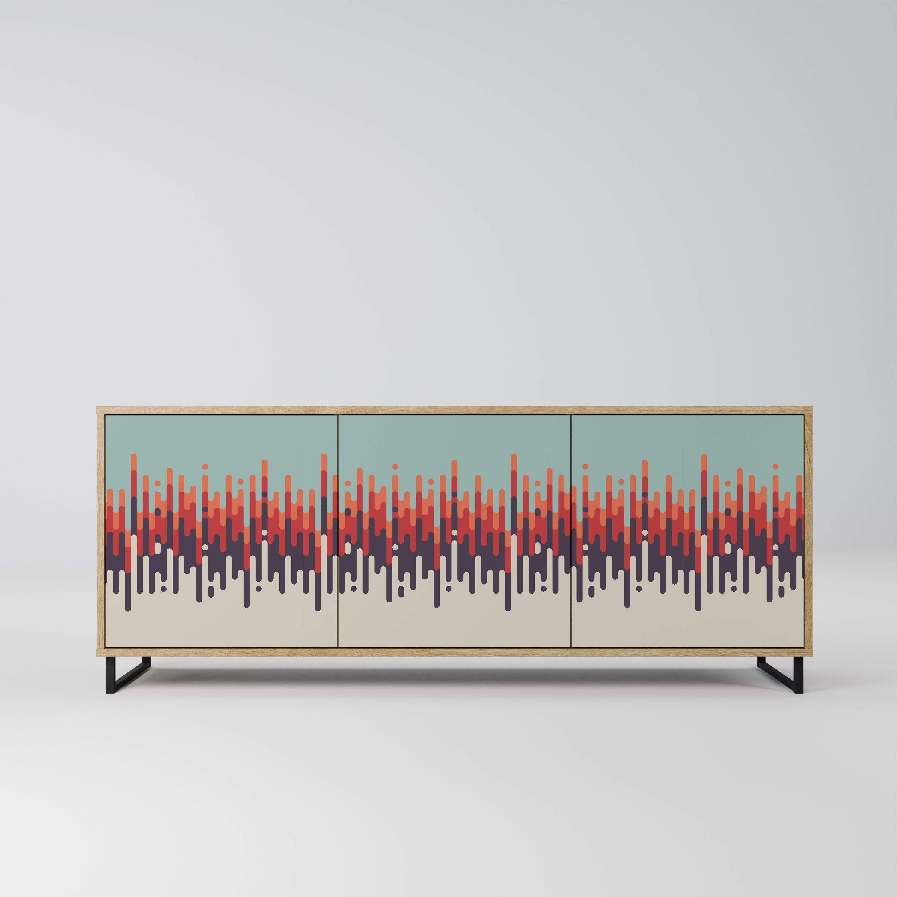 CHROMA CONTOURS Aparador de 3 Portas em Efeito Carvalho