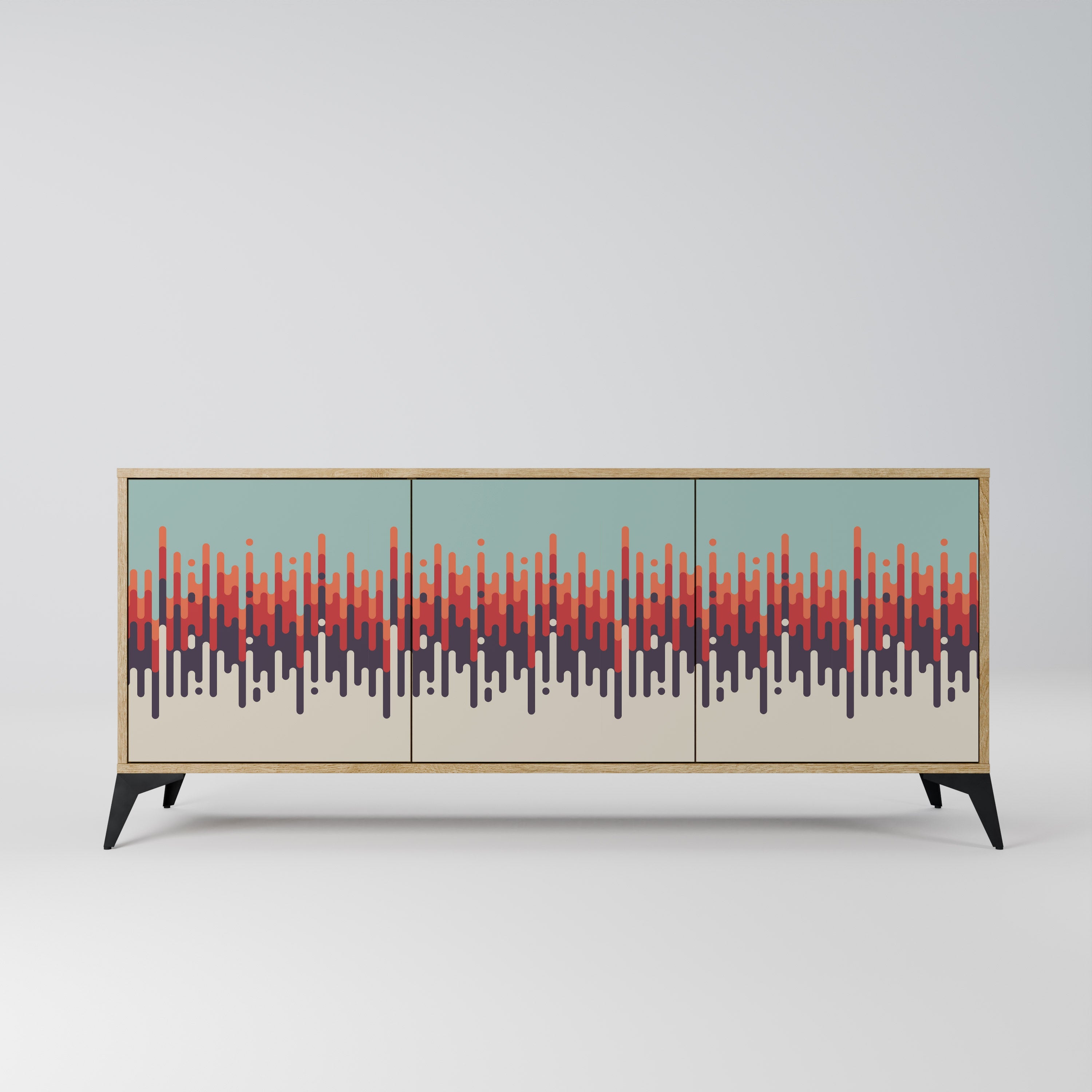 CHROMA CONTOURS Aparador de 3 Portas em Efeito Carvalho