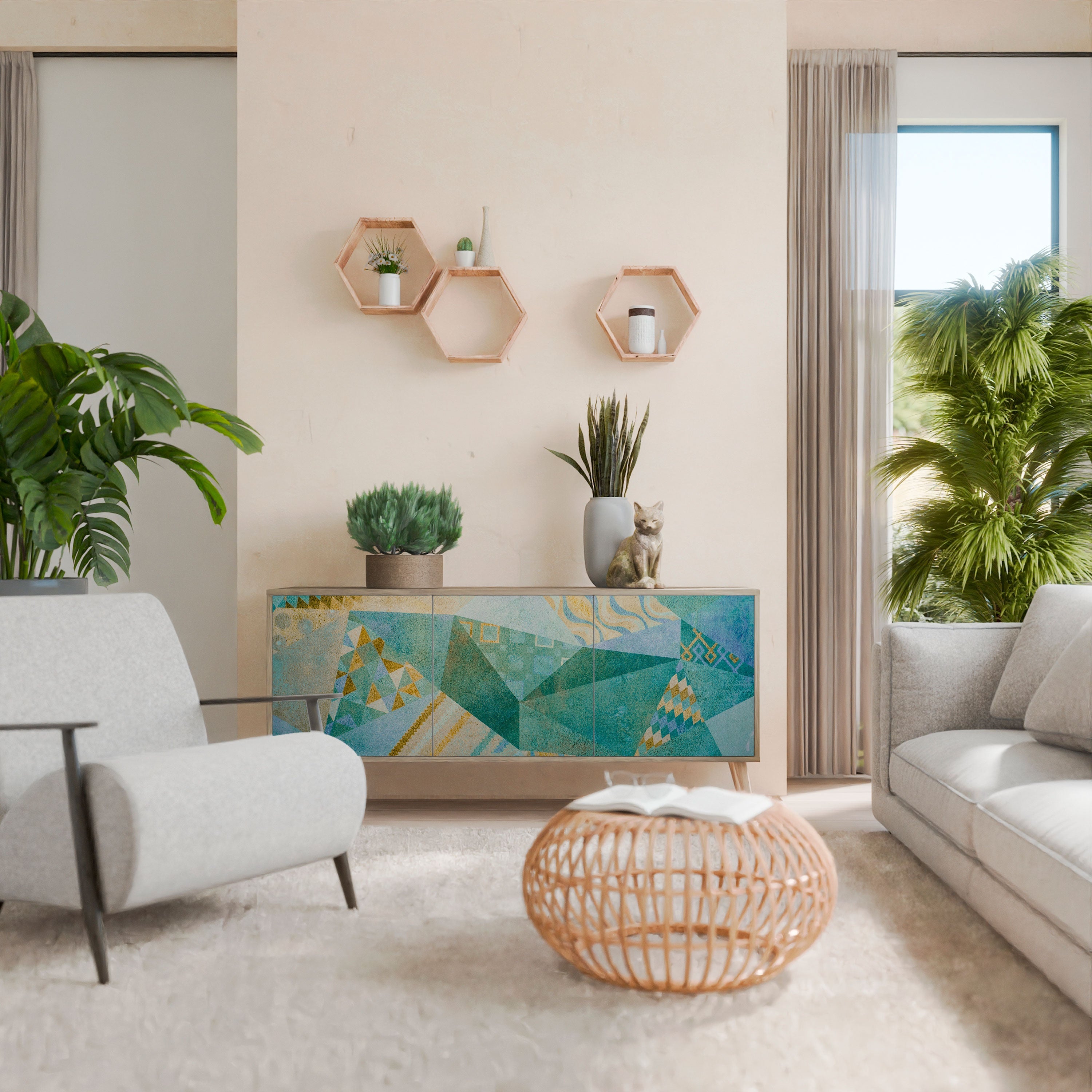 SPECTRUM SPLENDOR Aparador de 3 Portas em Efeito Carvalho