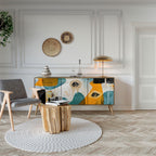 ABSTRACT FACES Aparador de 3 Portas em Efeito Carvalho