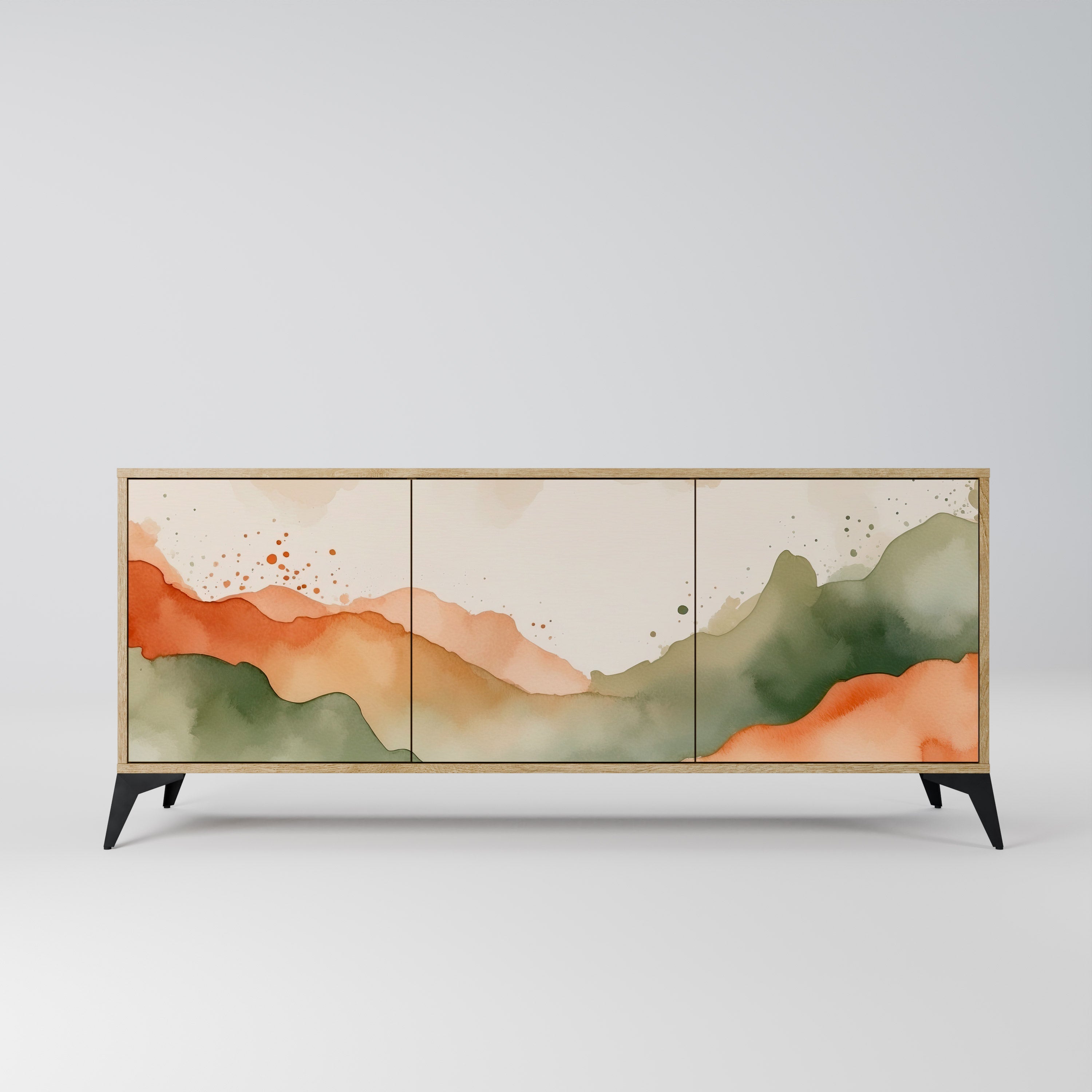 WATERCOLOUR PEAKS Aparador de 3 Portas em Efeito Carvalho