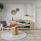 ABSTRACT LANDSCAPE Aparador de 3 Portas em Efeito Carvalho