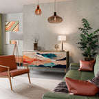 ABSTRACT LANDSCAPE Aparador de 3 Portas em Efeito Carvalho