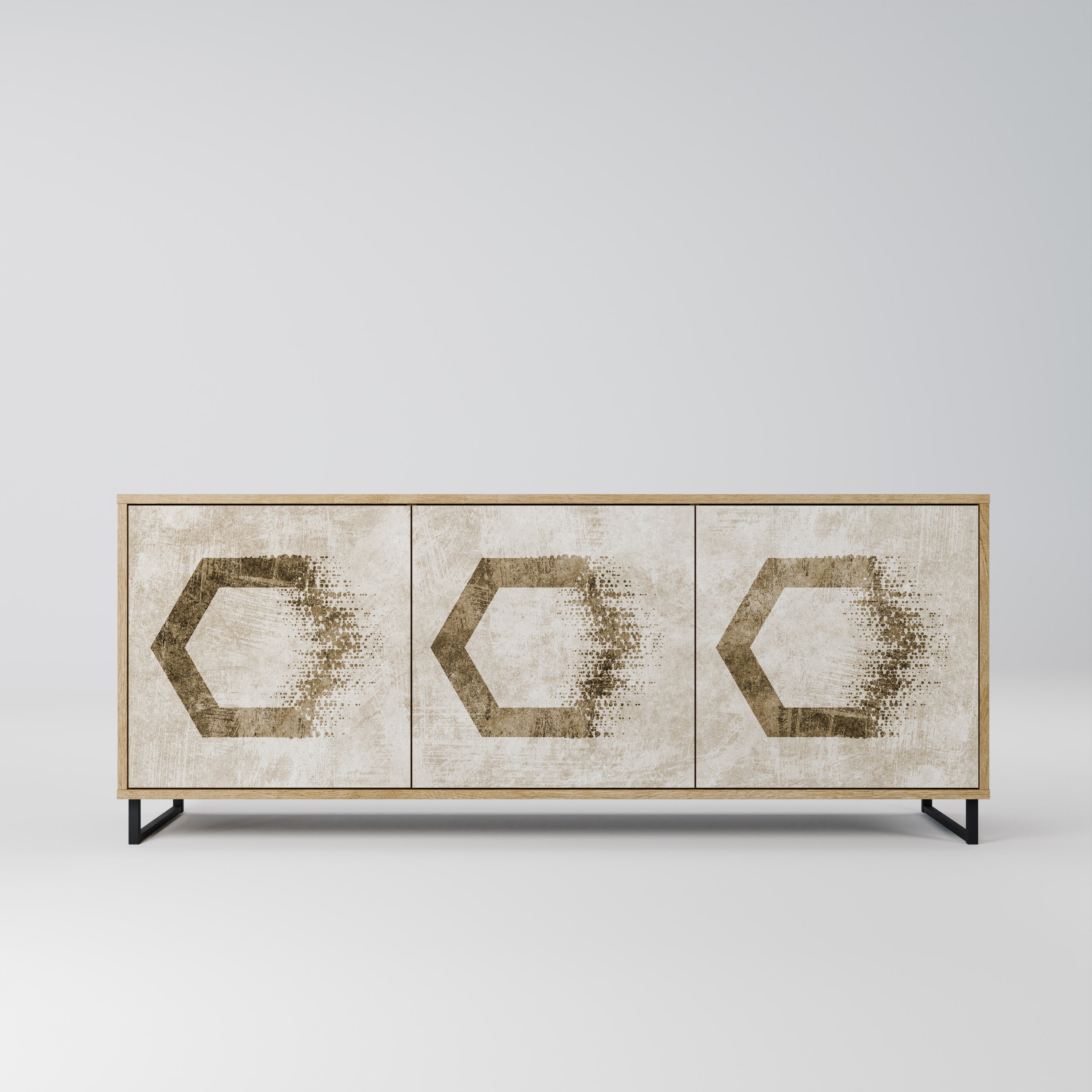 HEXAGONAL SHAPES Aparador de 3 Portas em Efeito Carvalho