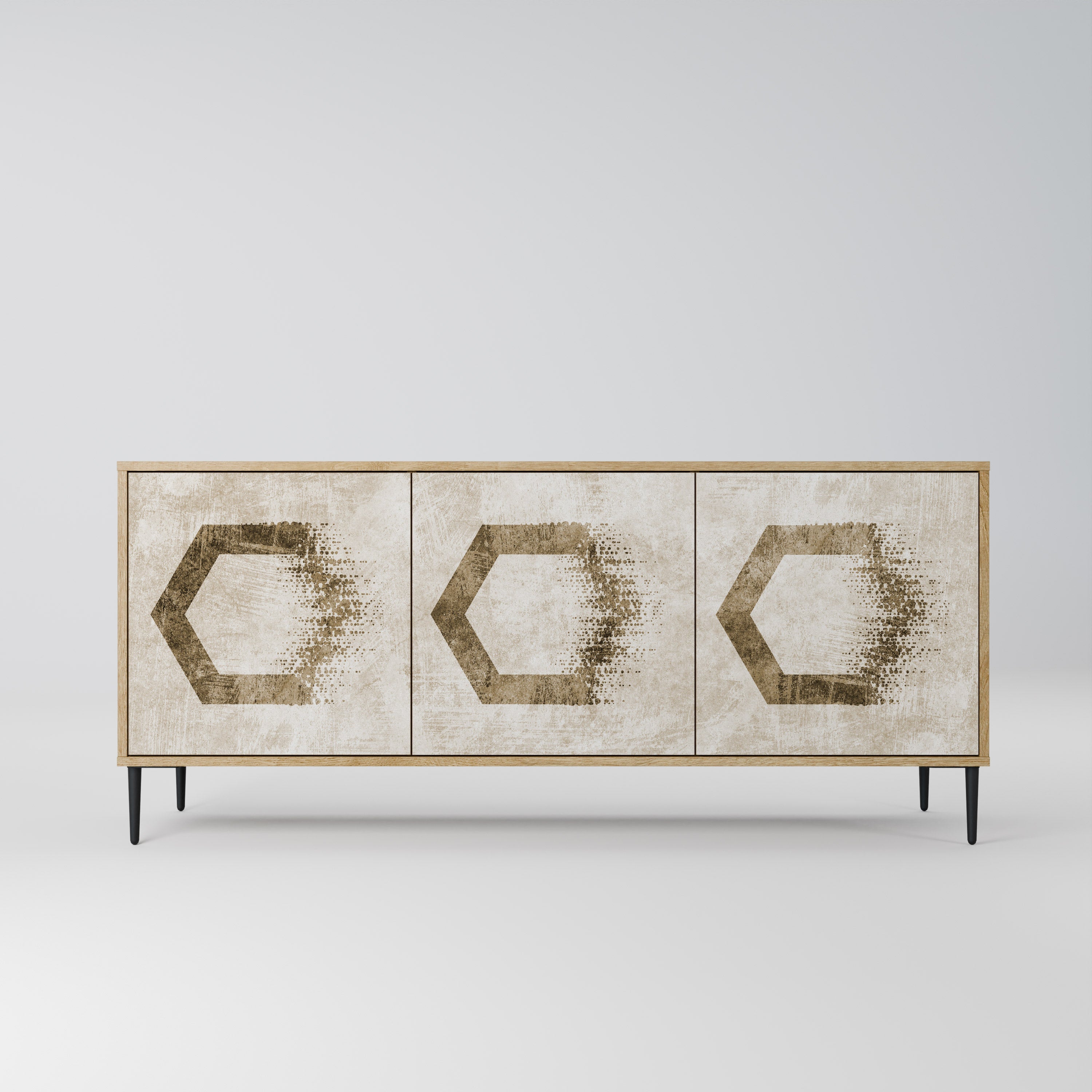 HEXAGONAL SHAPES Aparador de 3 Portas em Efeito Carvalho