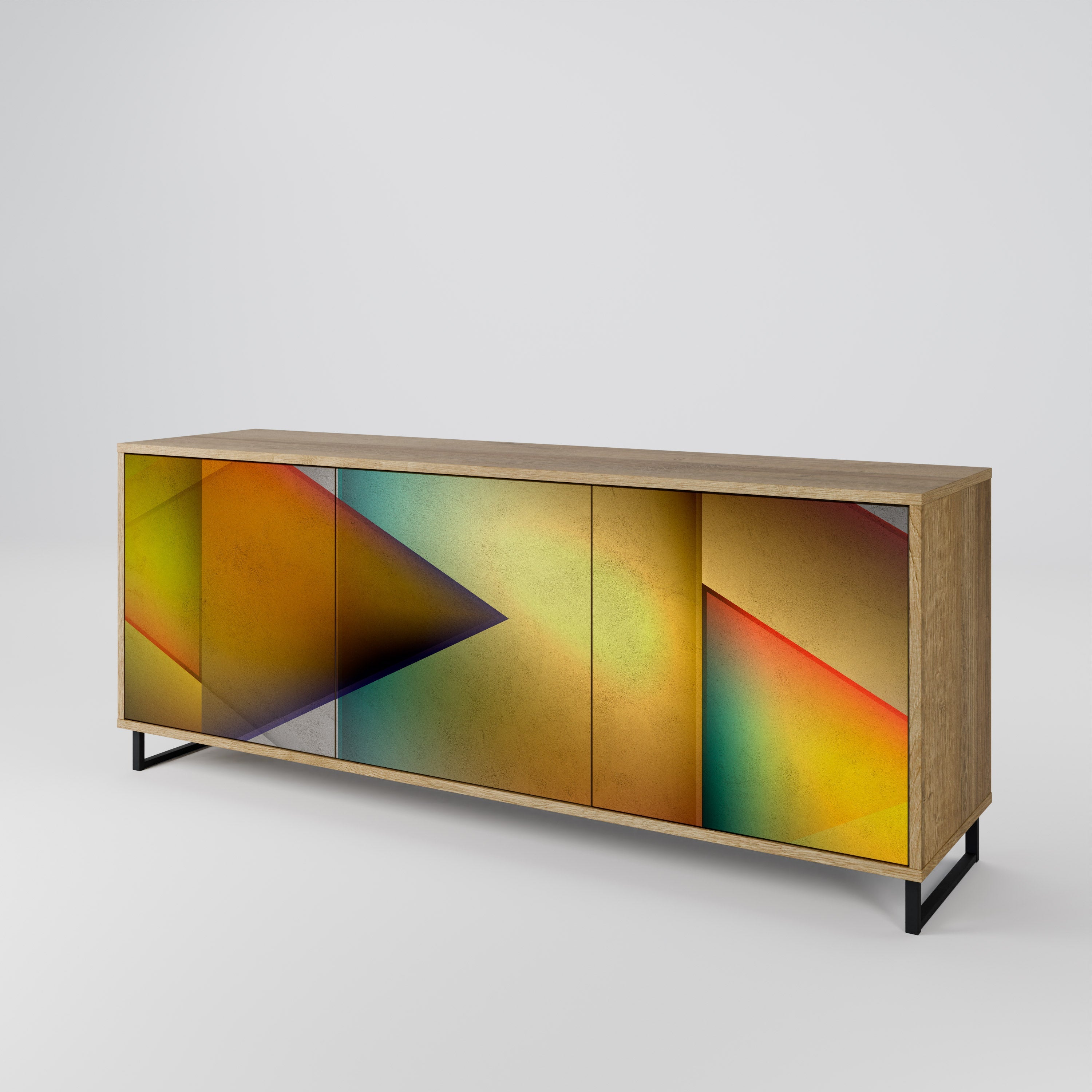 PIERCING SHARPNESS Aparador de 3 Portas em Efeito Carvalho