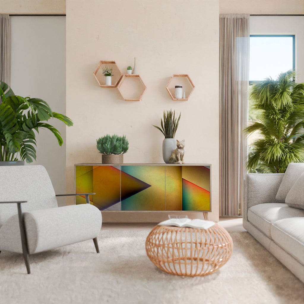 PIERCING SHARPNESS Aparador de 3 Portas em Efeito Carvalho