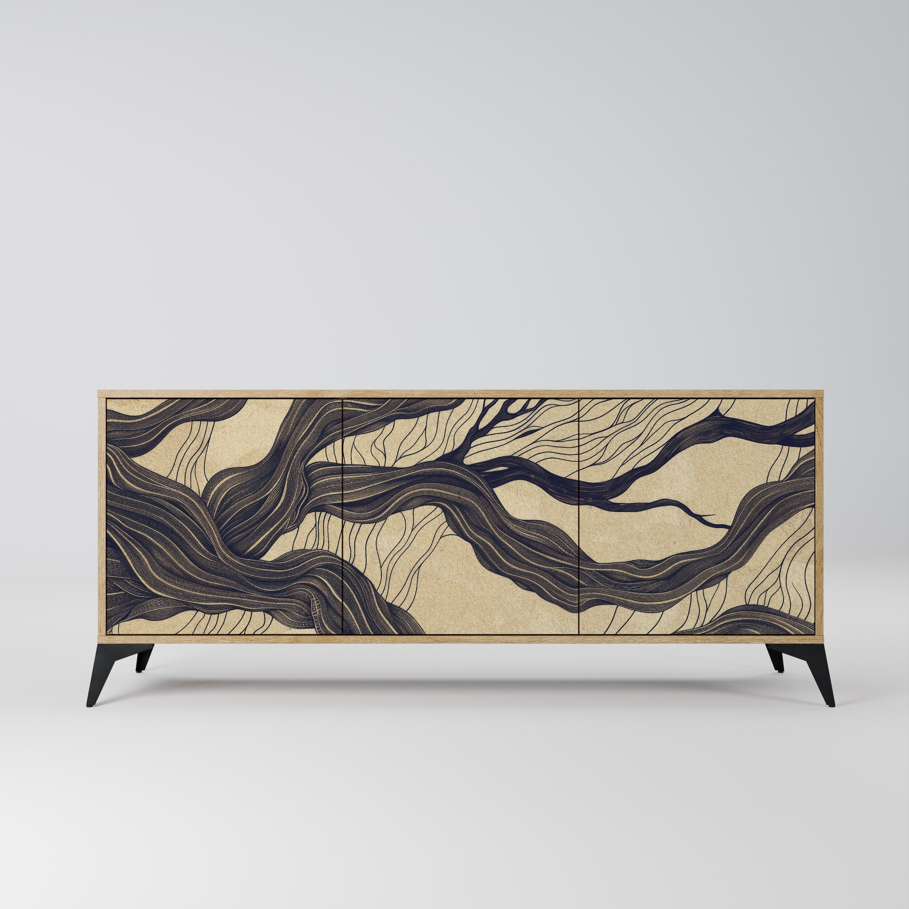 UNIFIED FRAGMENTS Aparador de 3 Portas em Efeito Carvalho